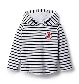 Striped Terry Hooded Pullover