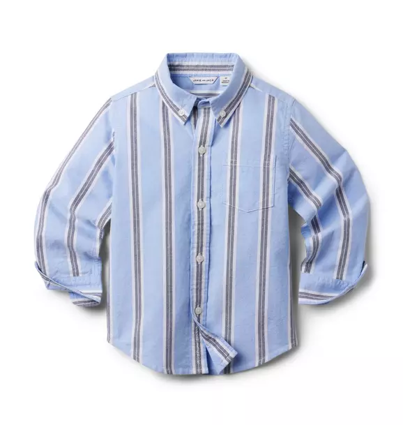 Striped Roll-Cuff Oxford Shirt
