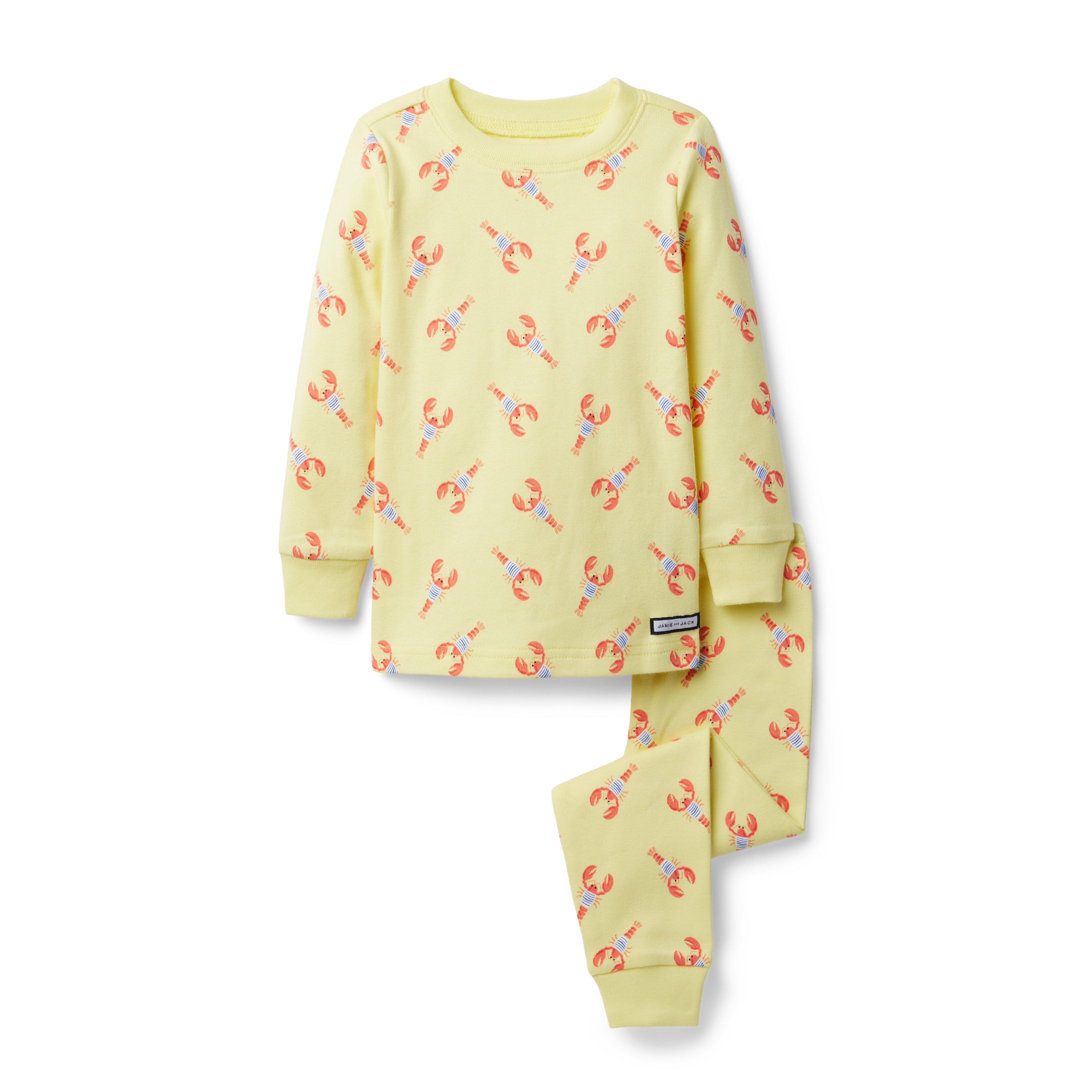 Boy Elgin Yellow Lobster Print Lobster Pajama Set by Janie and Jack