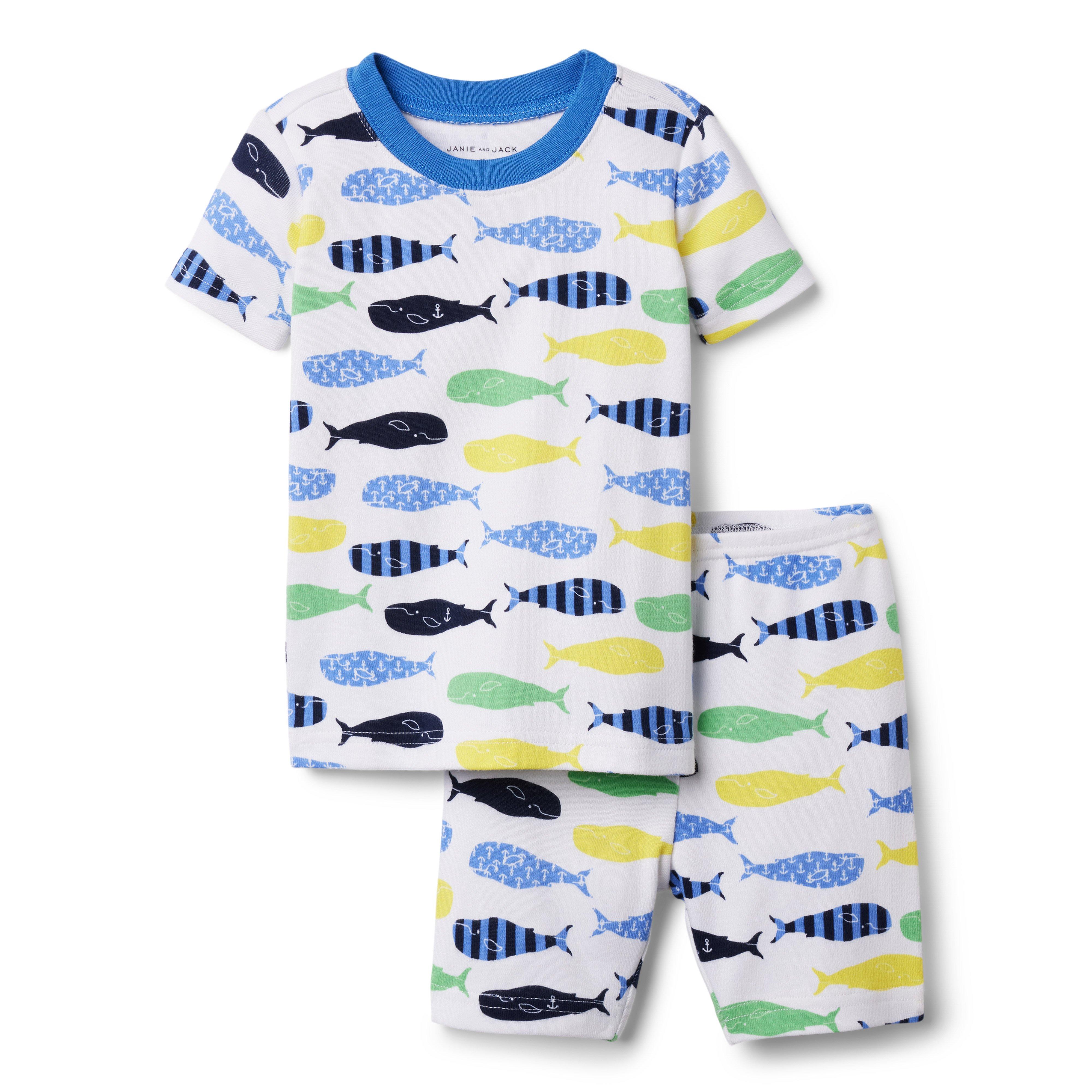 Boy White Whale Print Whale Short Pajama Set by Janie and Jack