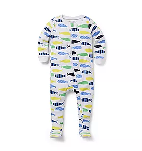 Baby Whale Footed Zip Pajama