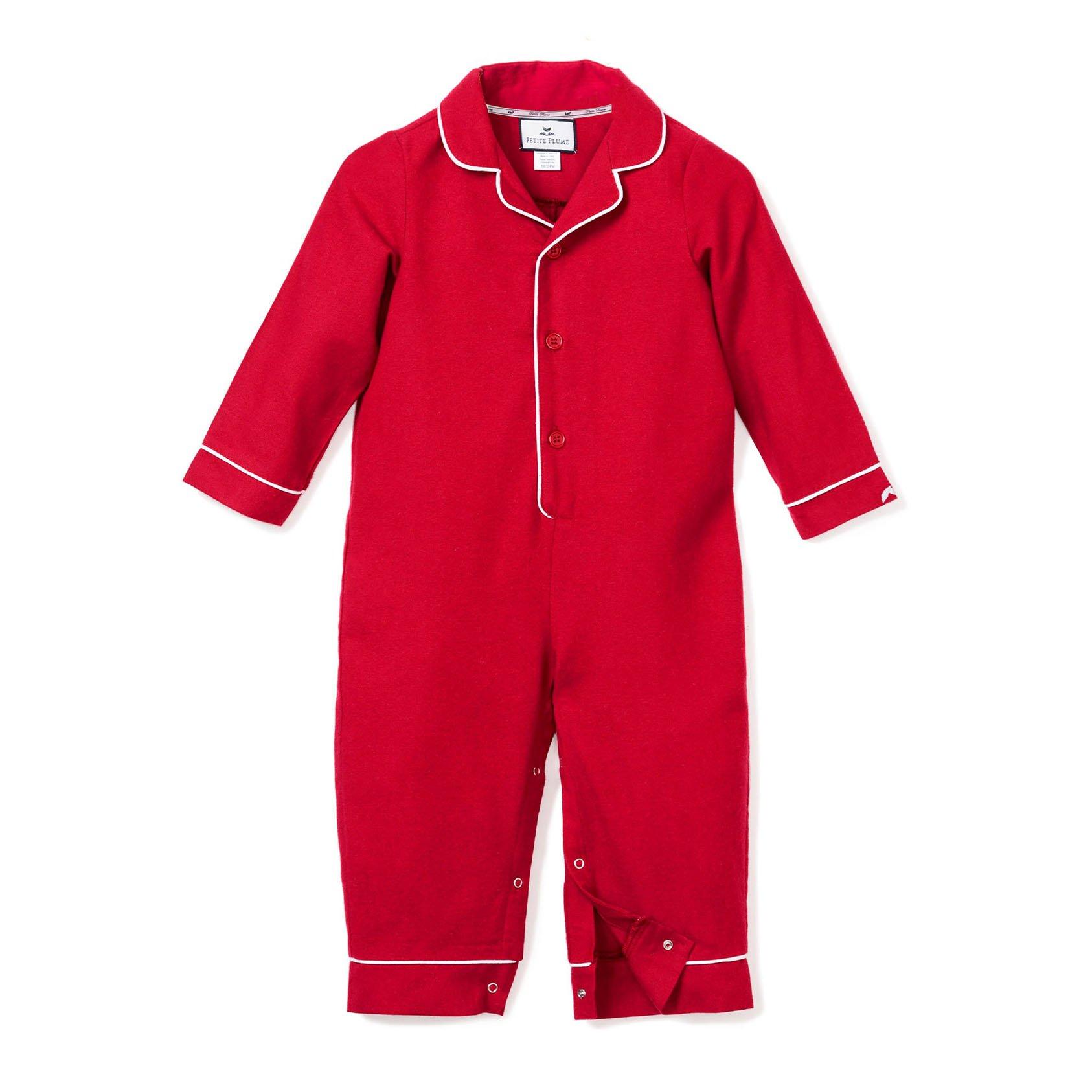 Petite Plume Baby Red Flannel Romper image number 0
