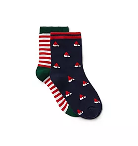 Striped And Santa Hat Sock 2-Pack