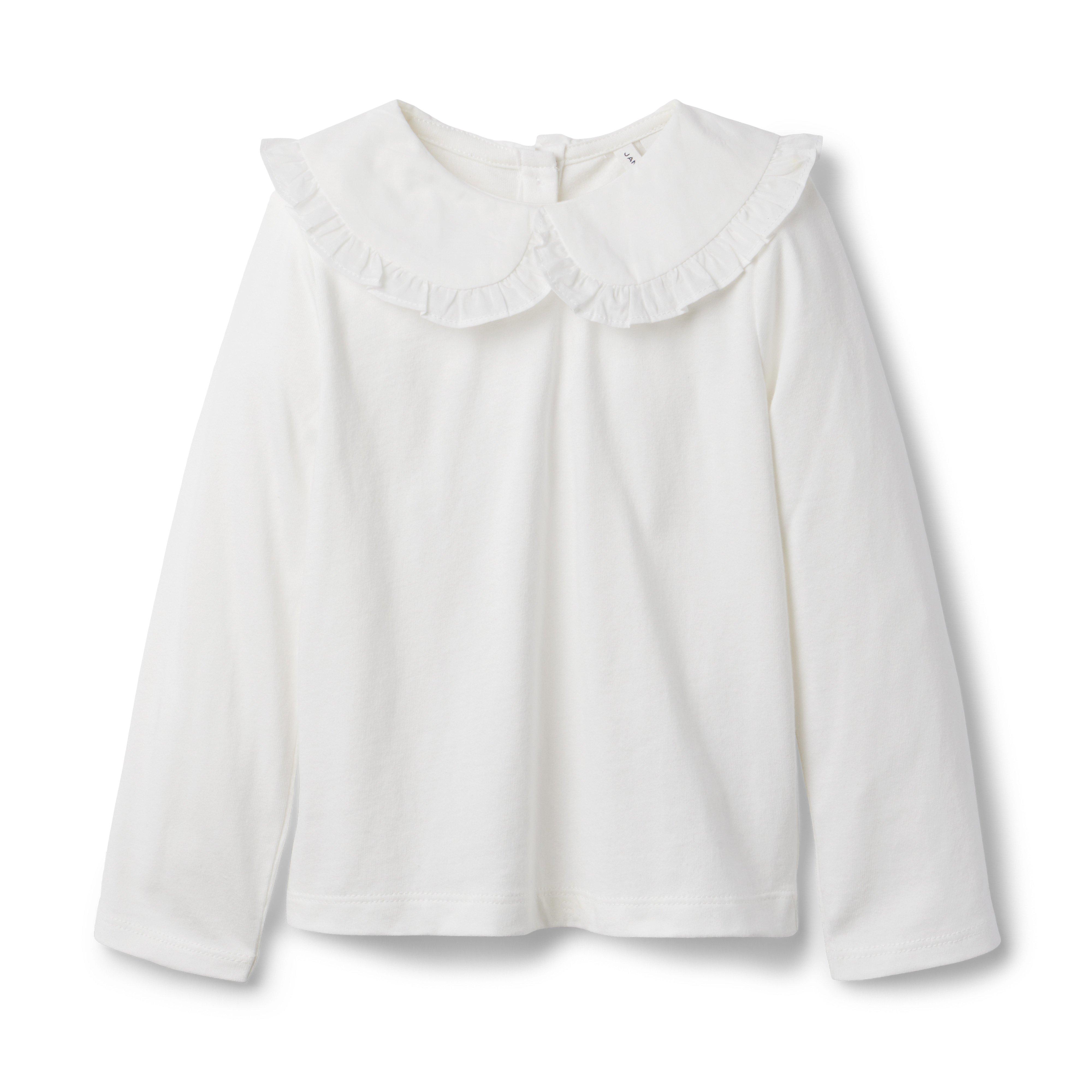 Ruffle Trim Collar Jersey Top image number 0