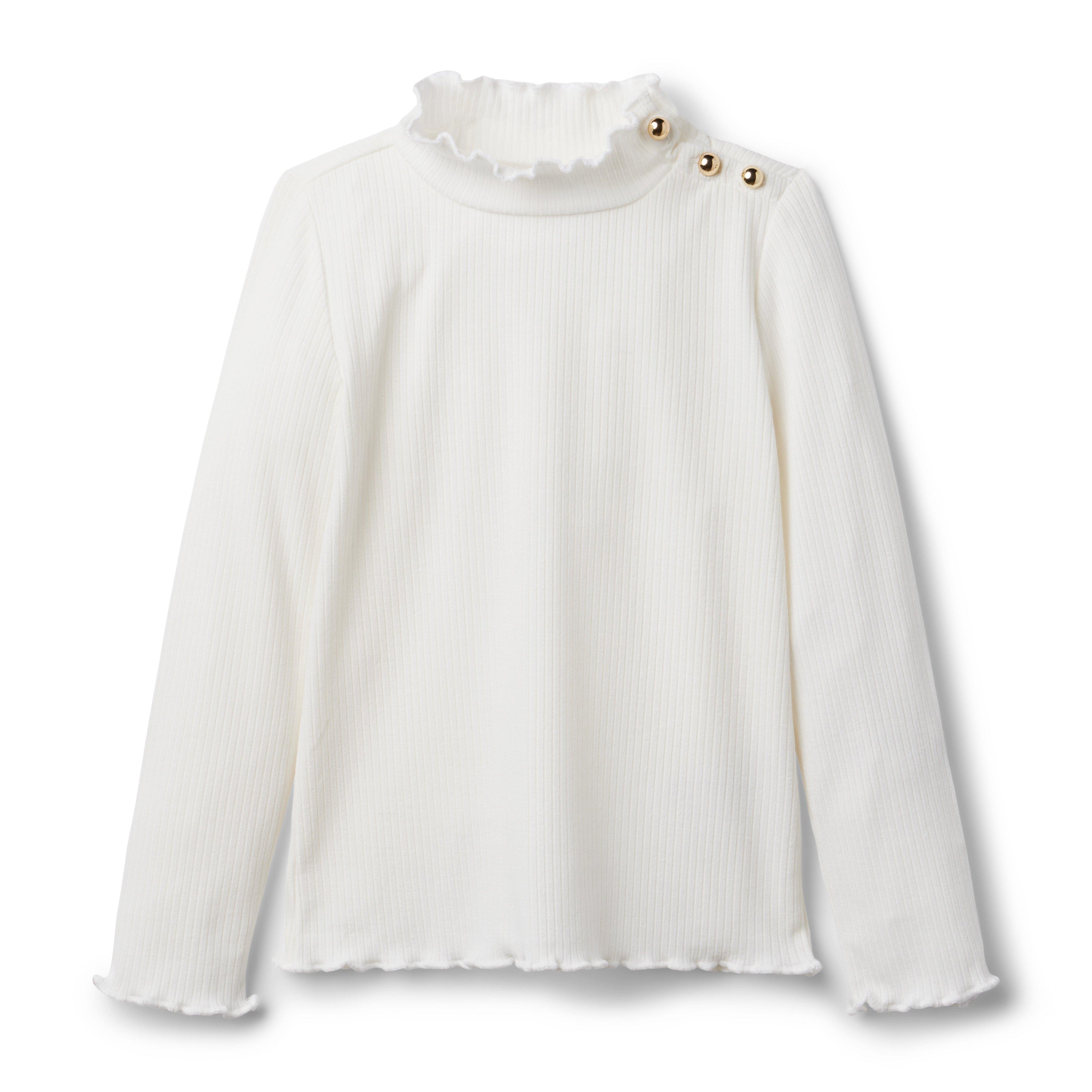 Ribbed Ruffle Trim Turtleneck image number 0