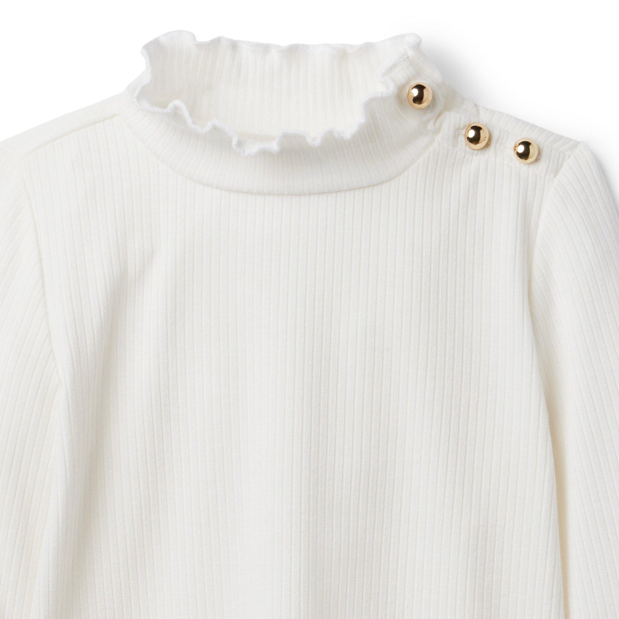 Ribbed Ruffle Trim Turtleneck image number 2