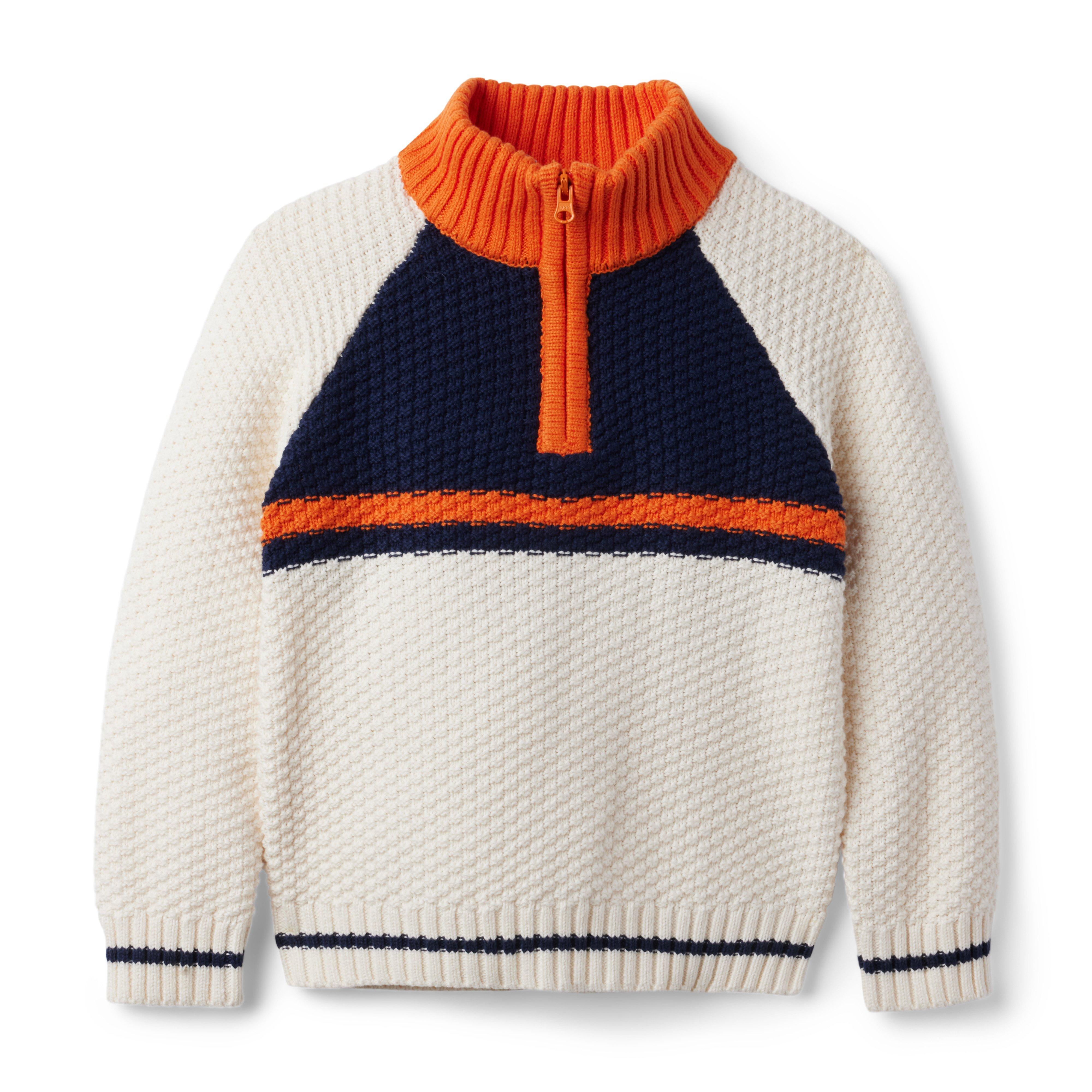 Colorblocked Half Zip Textured Sweater image number 0