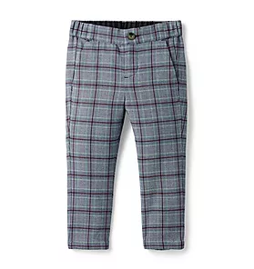Plaid Pull-On Button Pant
