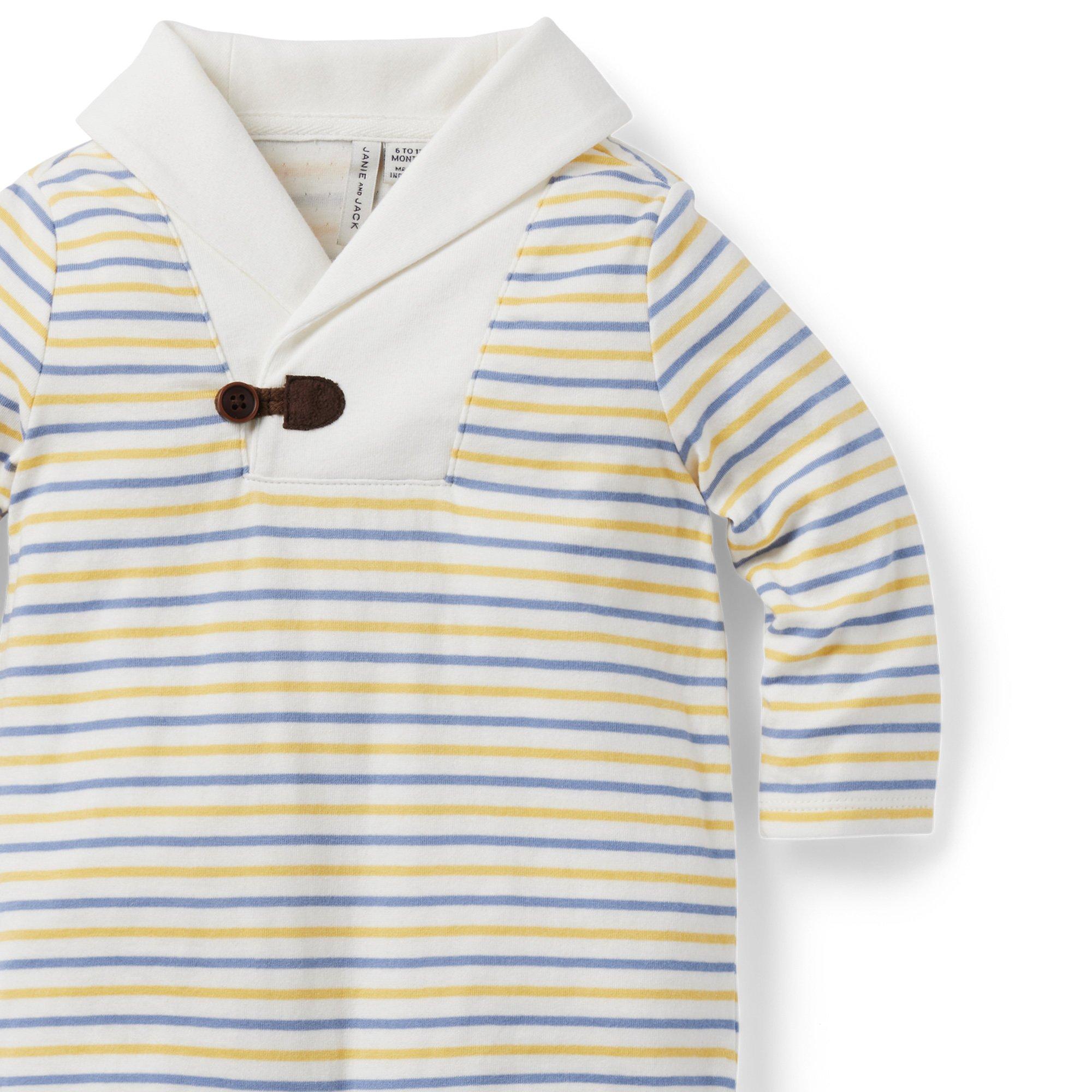 Baby Striped Shawl Collar One-Piece image number 2