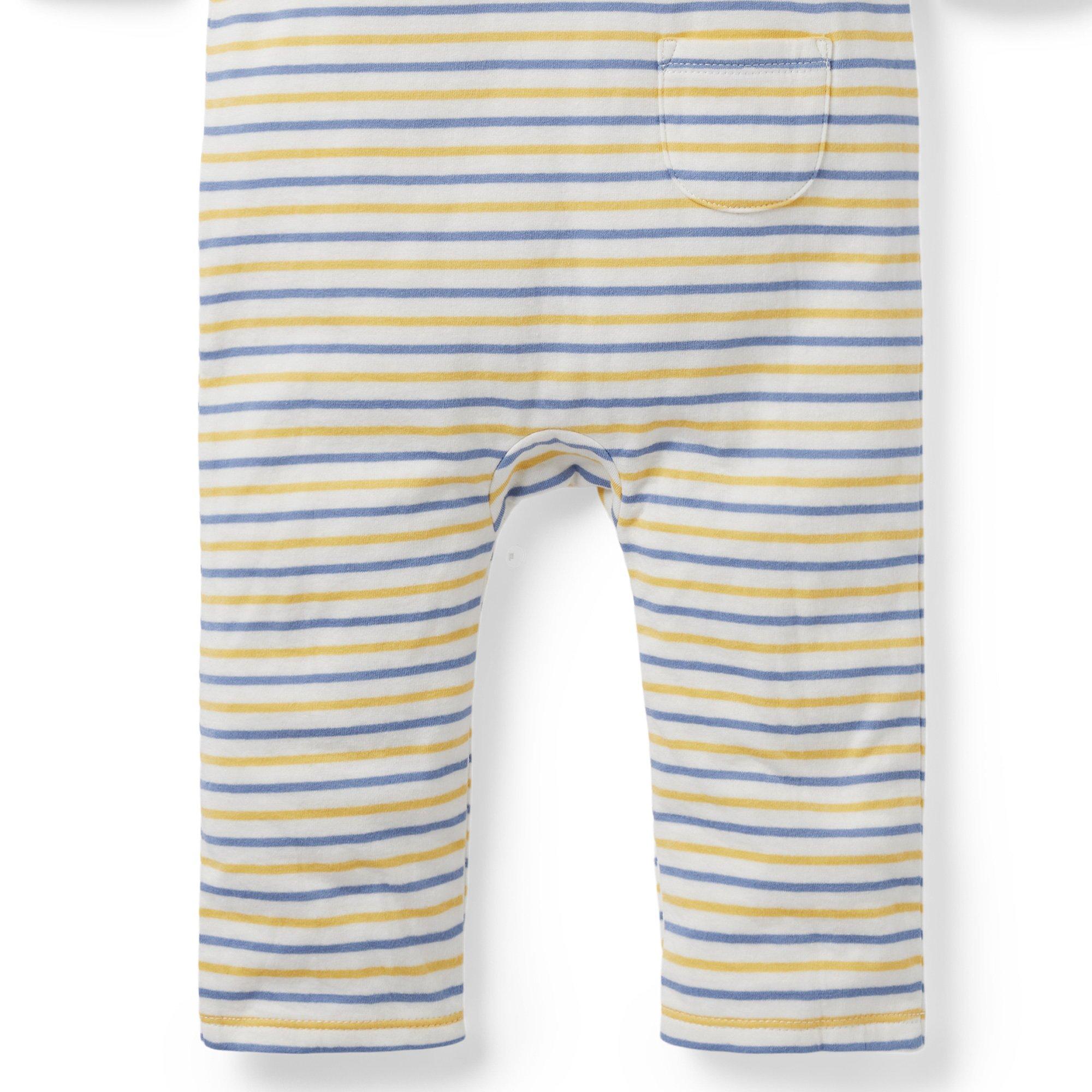 Baby Striped Shawl Collar One-Piece image number 3
