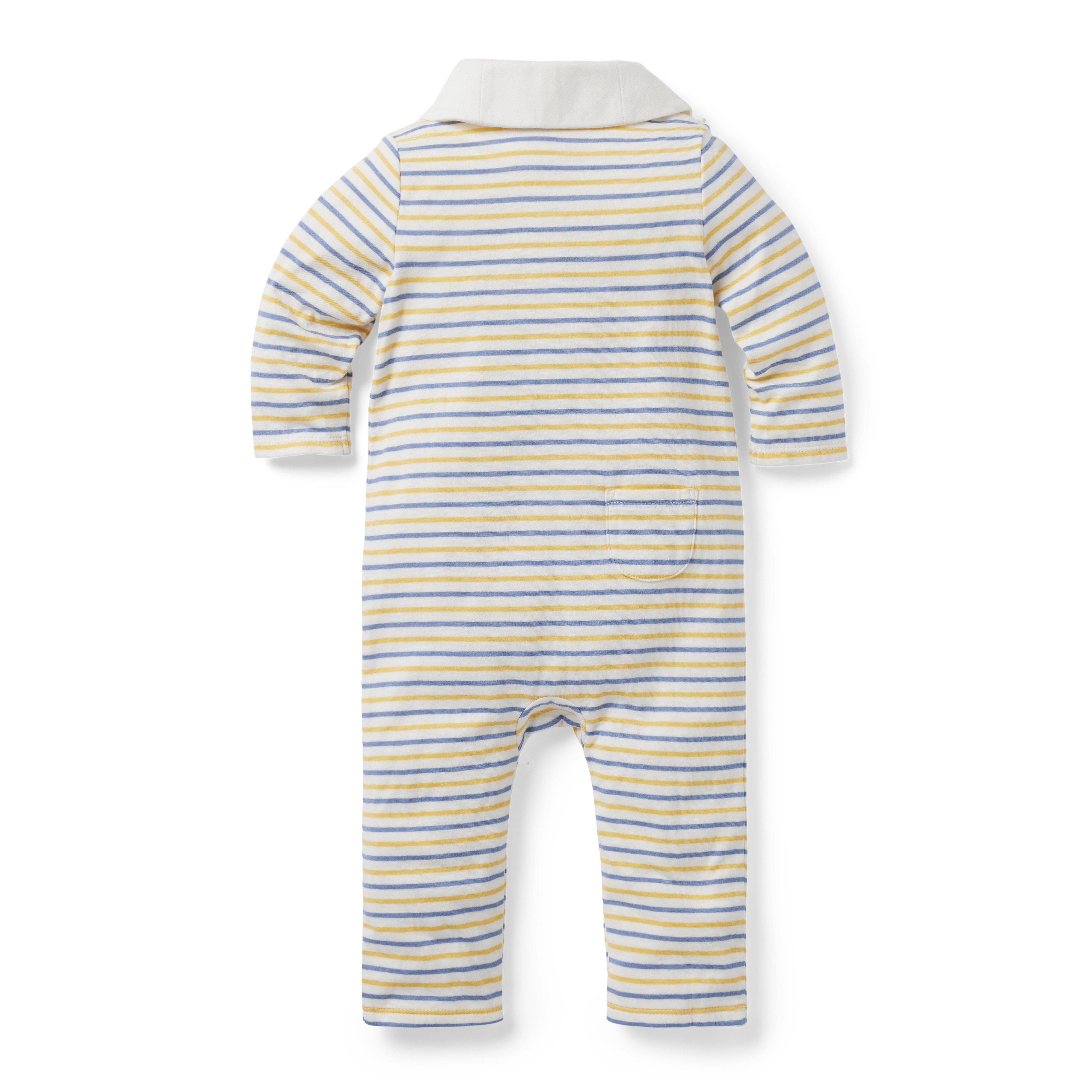 Baby Striped Shawl Collar One-Piece image number 1