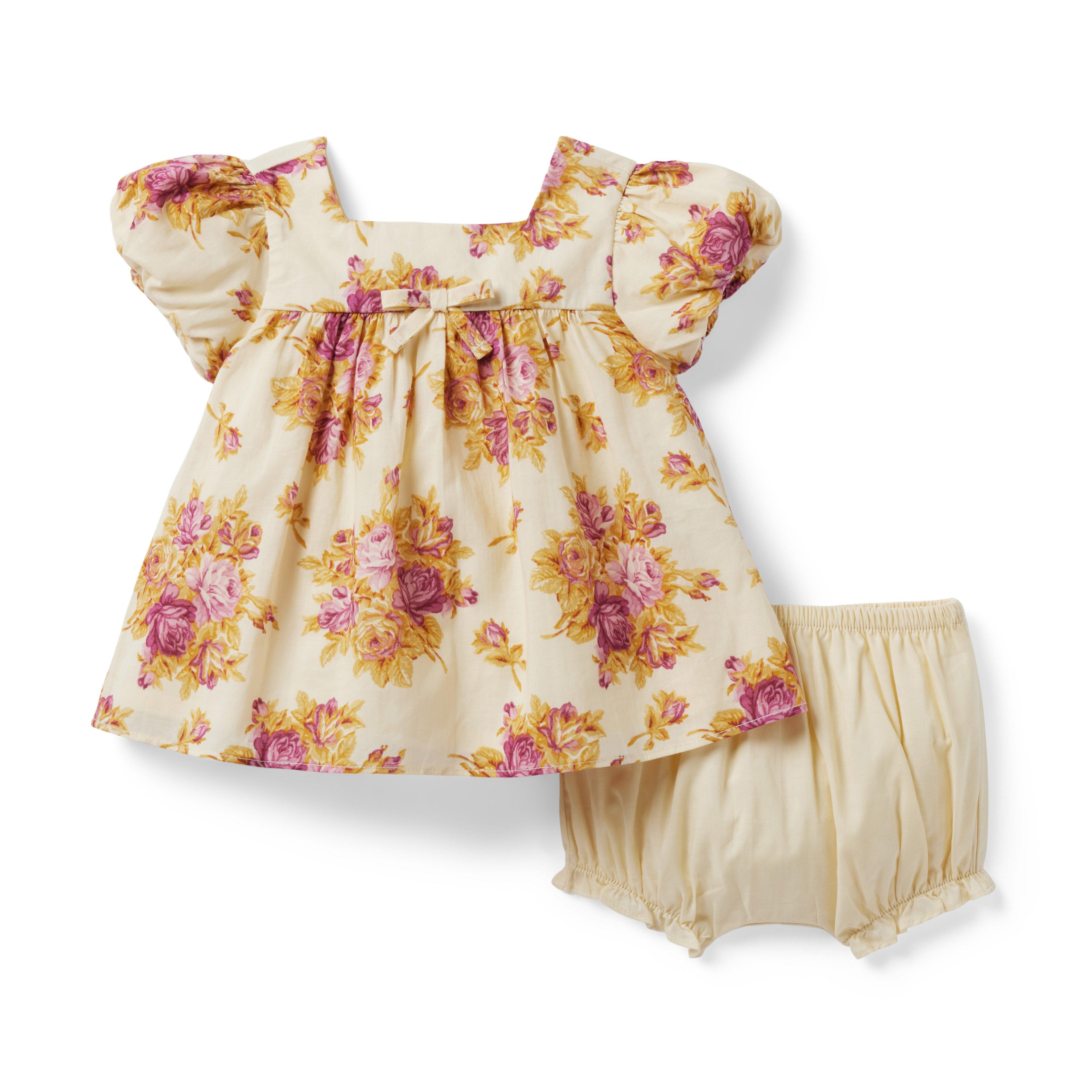 Baby Floral Puff Sleeve Matching Set