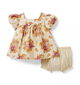 Baby Floral Puff Sleeve Matching Set