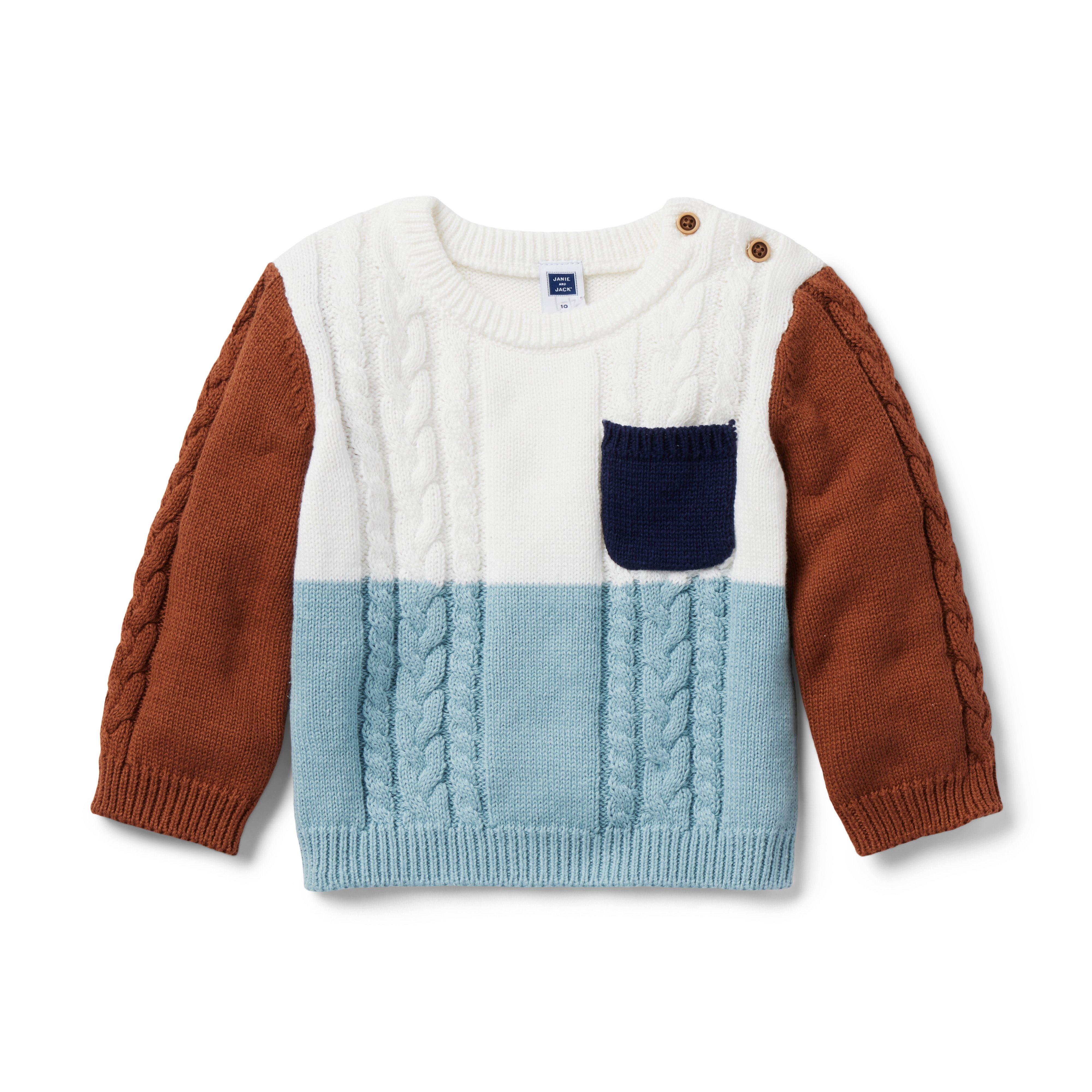 Baby Colorblocked Cable Knit Sweater image number 0