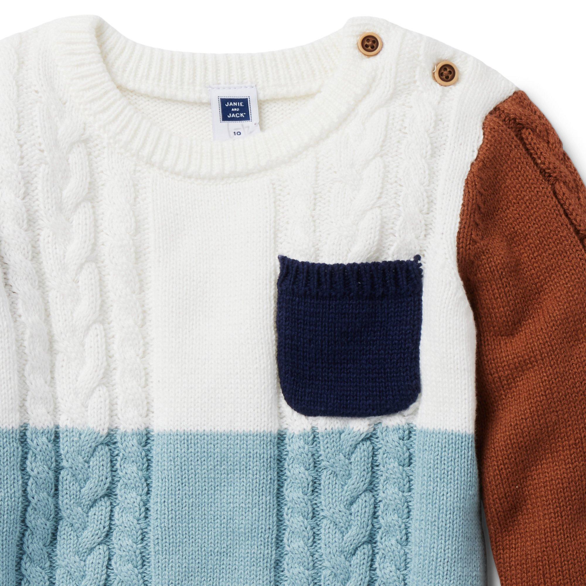 Baby Colorblocked Cable Knit Sweater image number 3