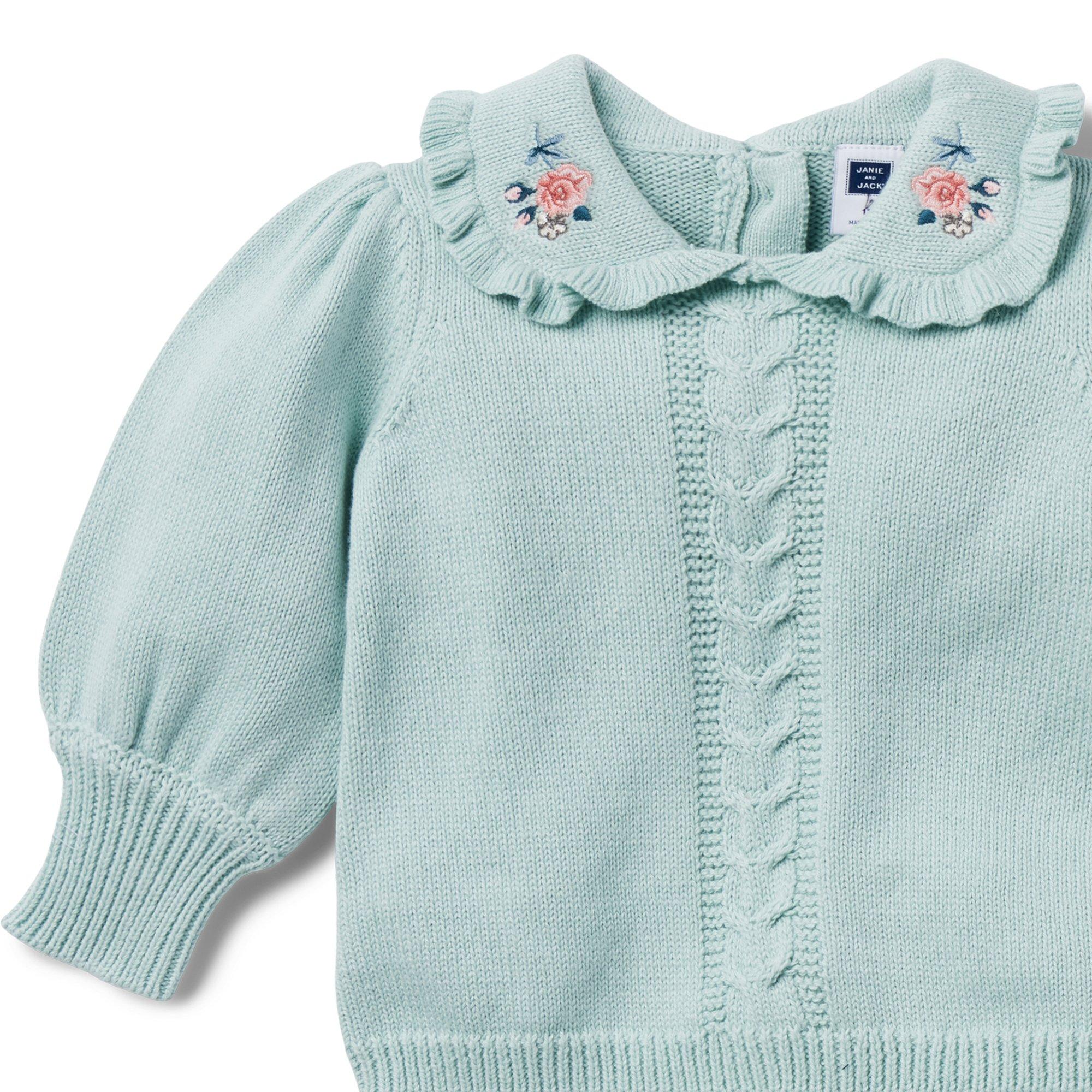 Baby Embroidered Flower Sweater Matching Set image number 2