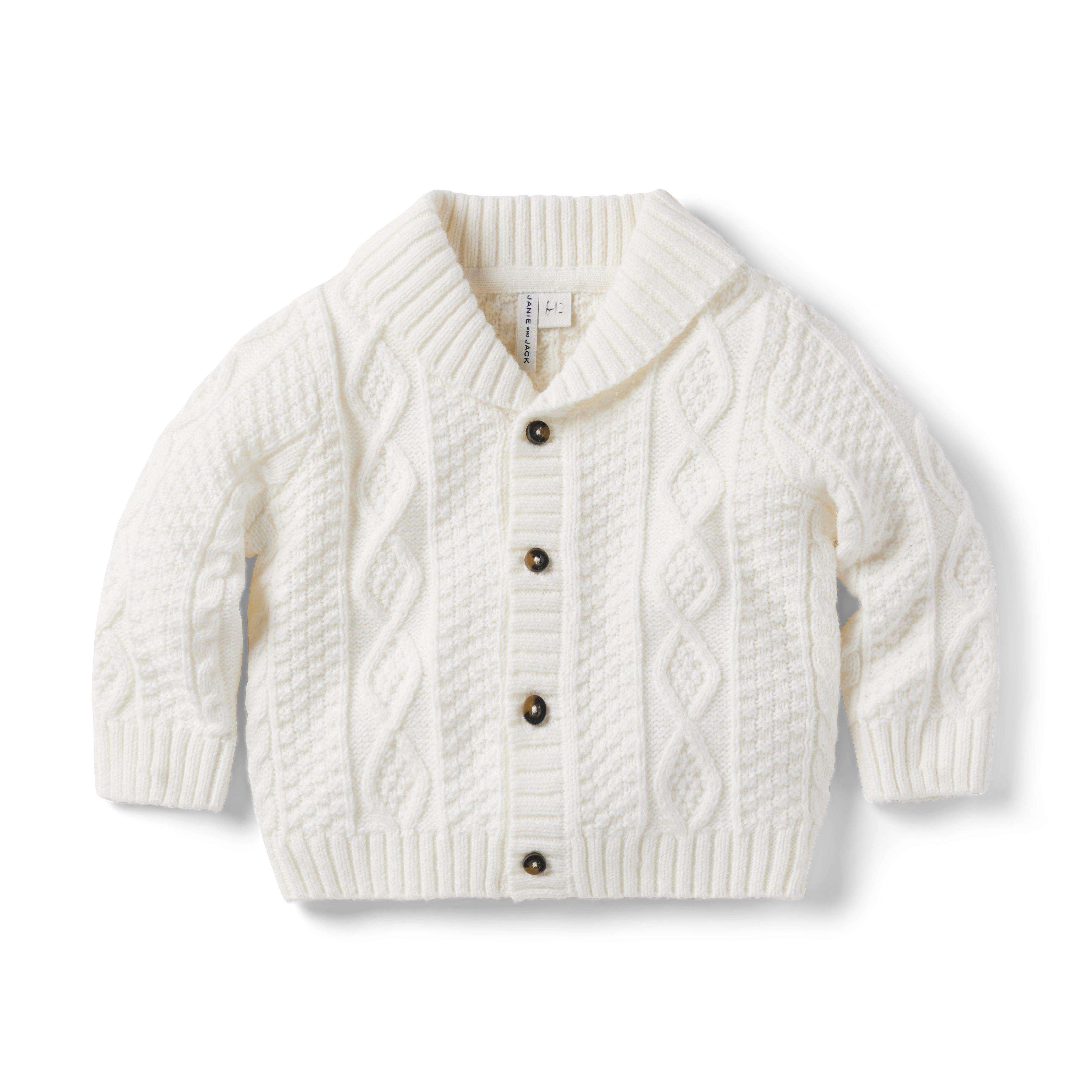 Baby Cable Knit Shawl Collar Cardigan