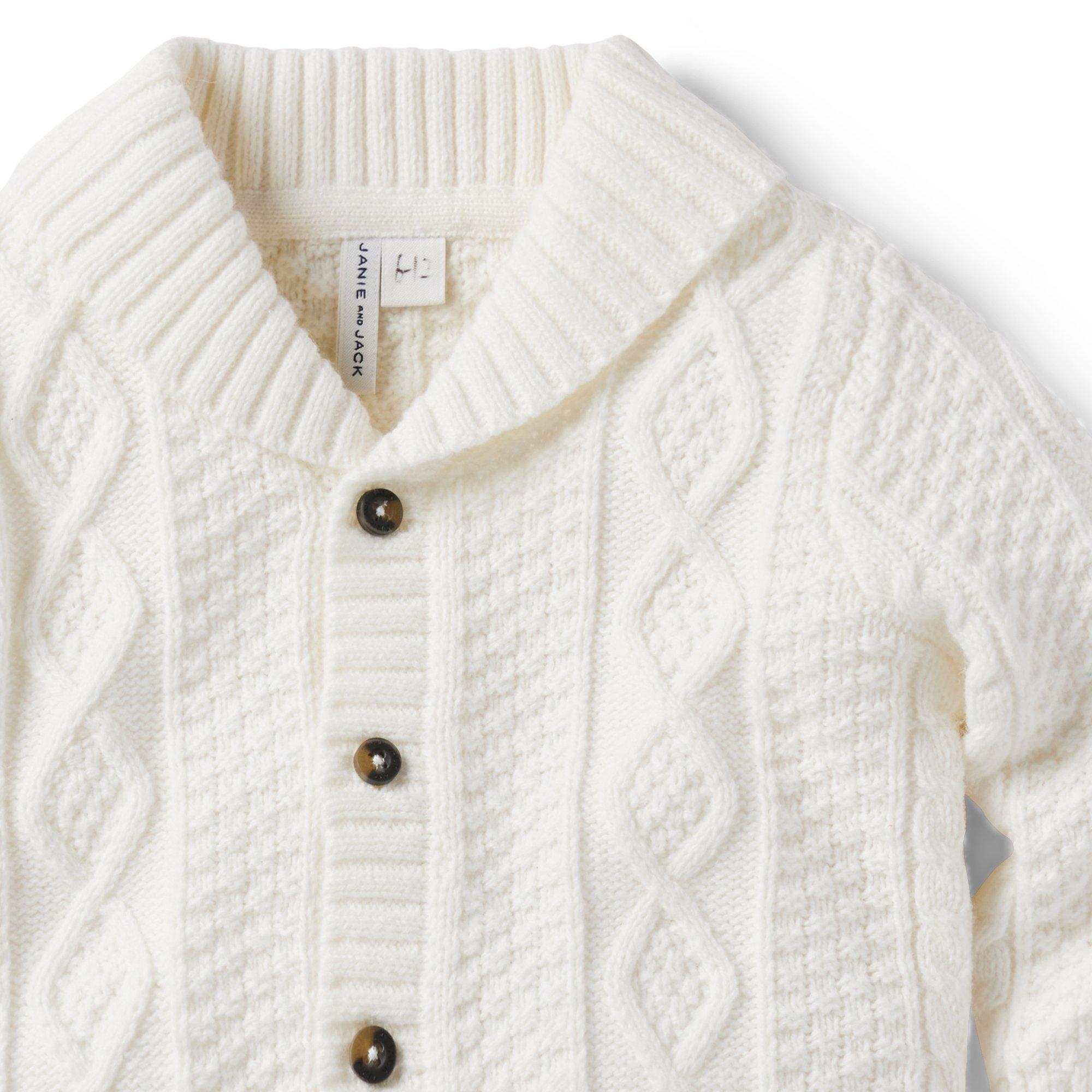 Shawl-collar Cardigan - Natural white melange - Kids