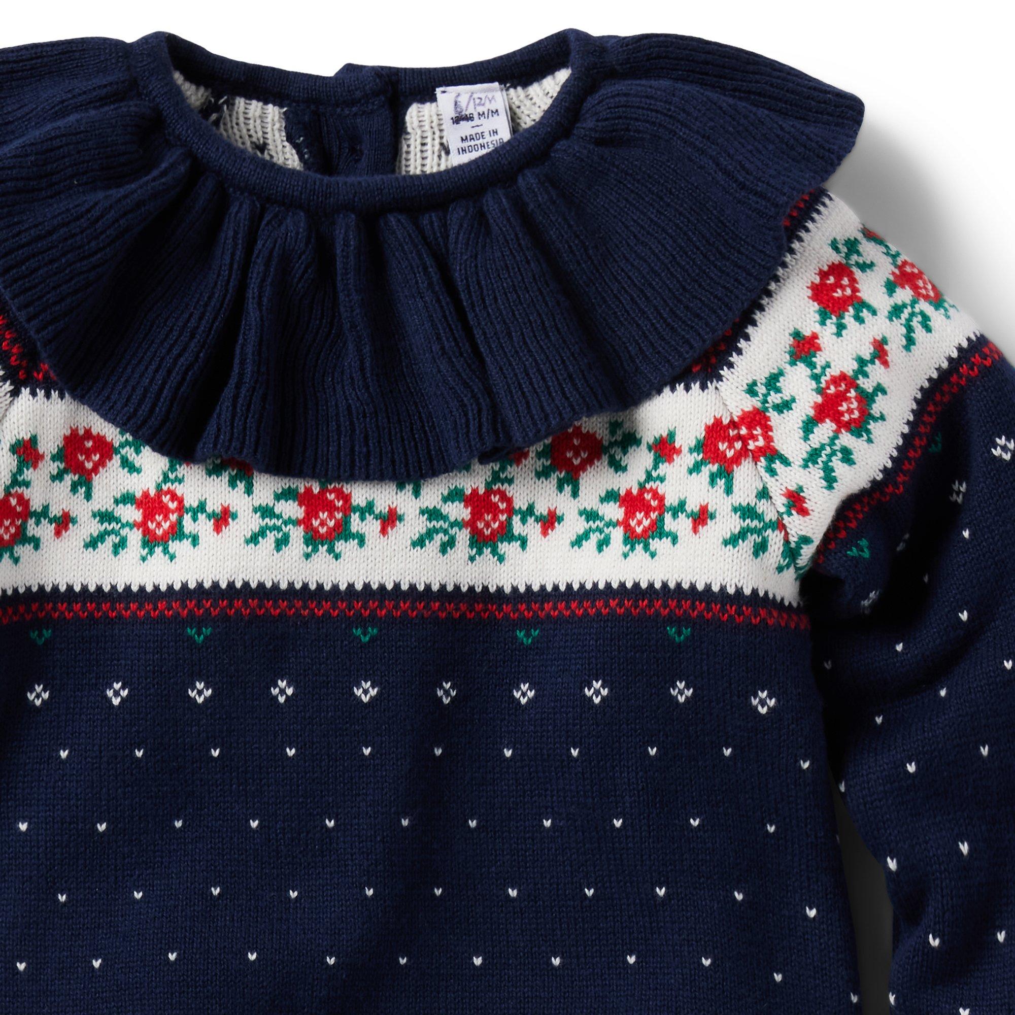 Baby Rose Fair Isle Sweater Romper image number 3
