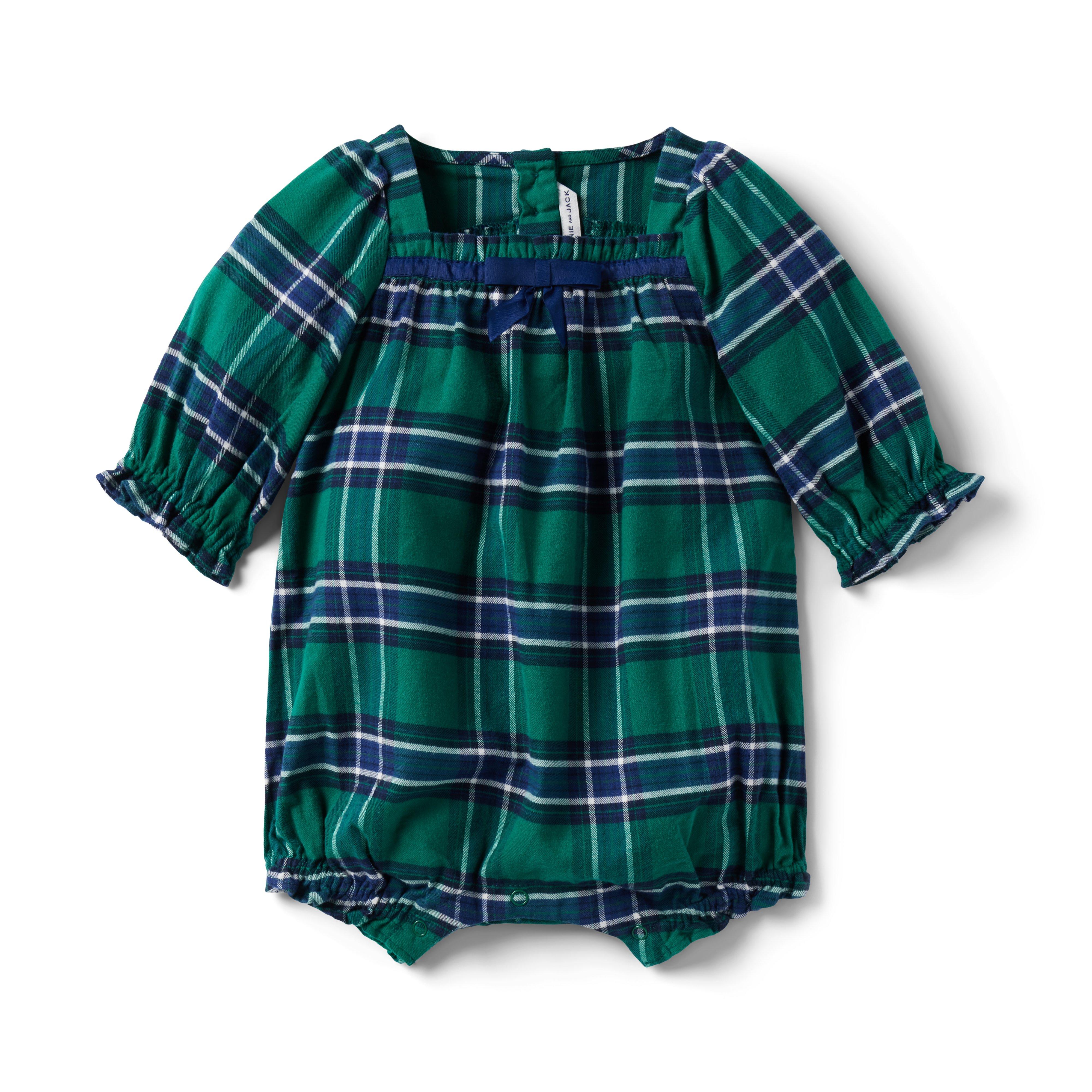 Baby Plaid Ruffle Bow Romper image number 0