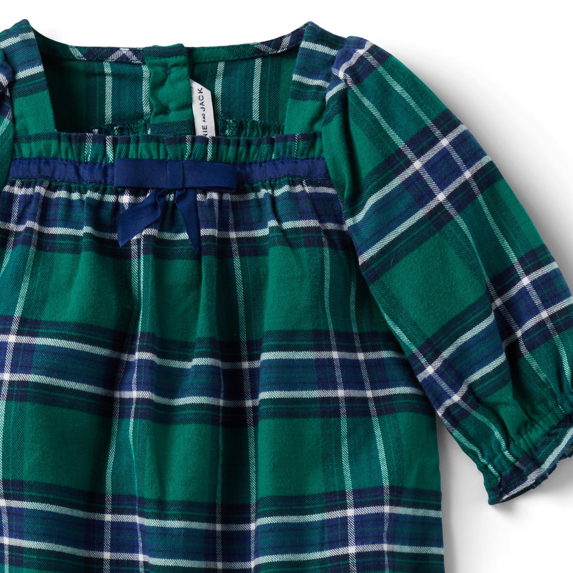 Baby Plaid Ruffle Bow Romper image number 2