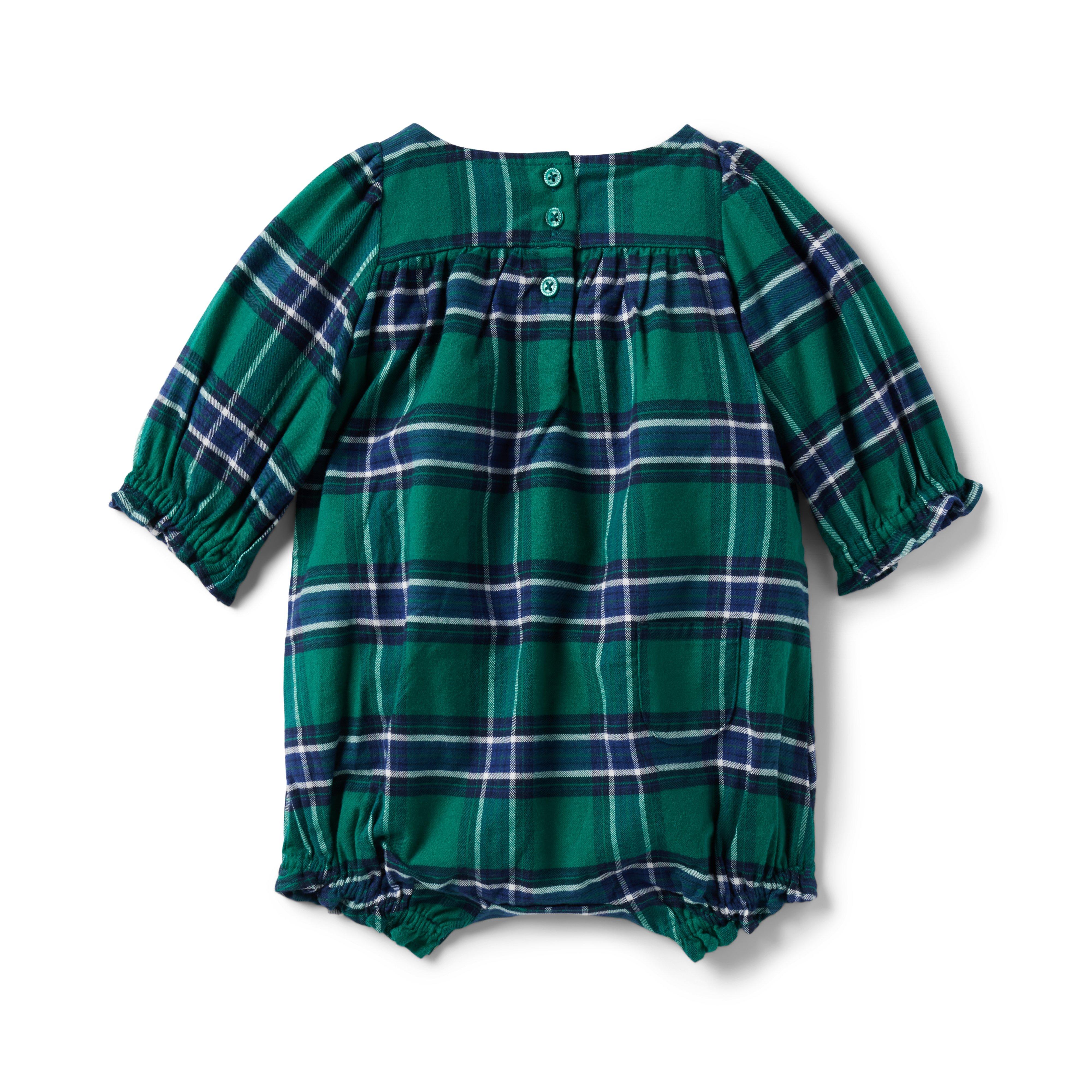 Baby Plaid Ruffle Bow Romper image number 1