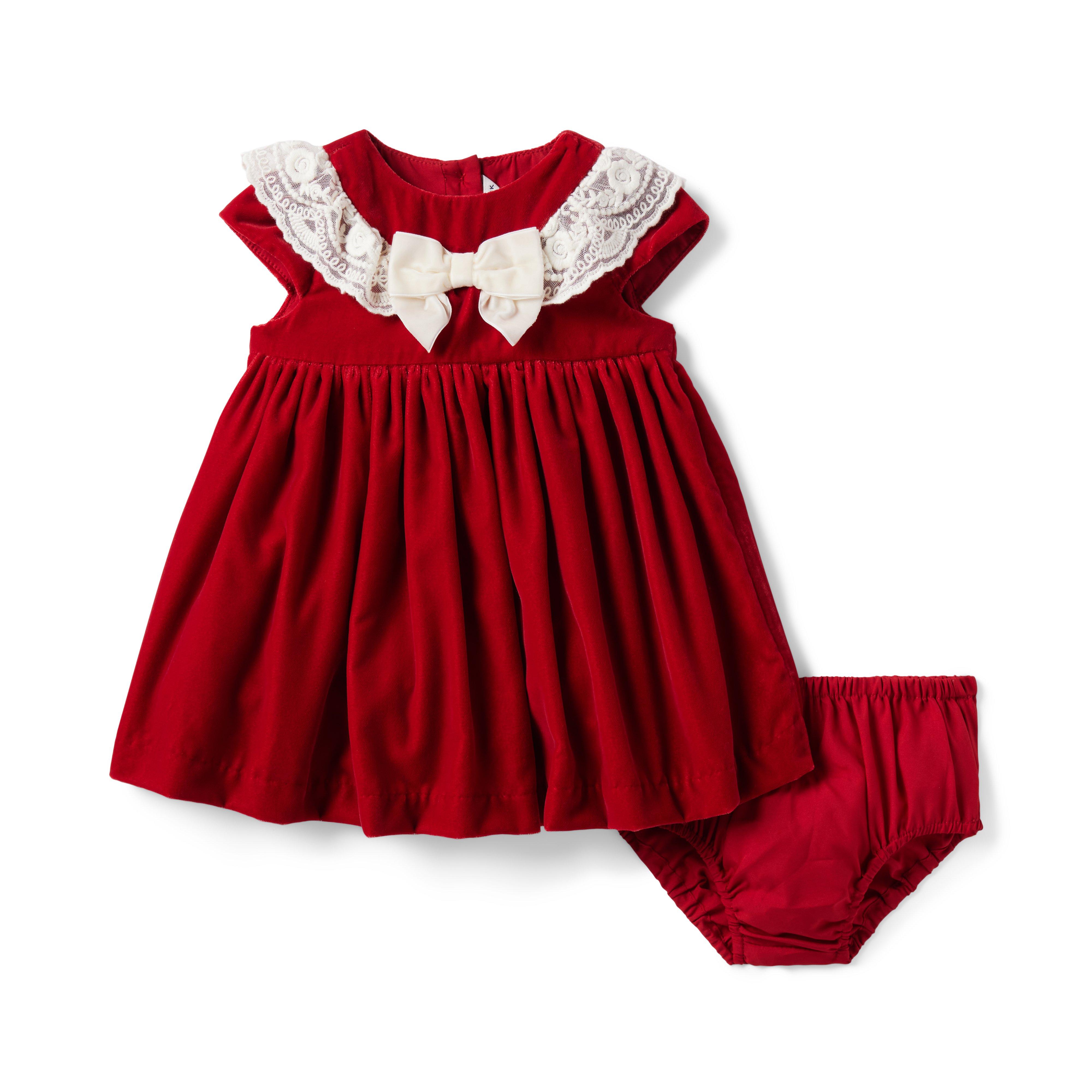Baby Lace Ruffle Velvet Dress image number 2