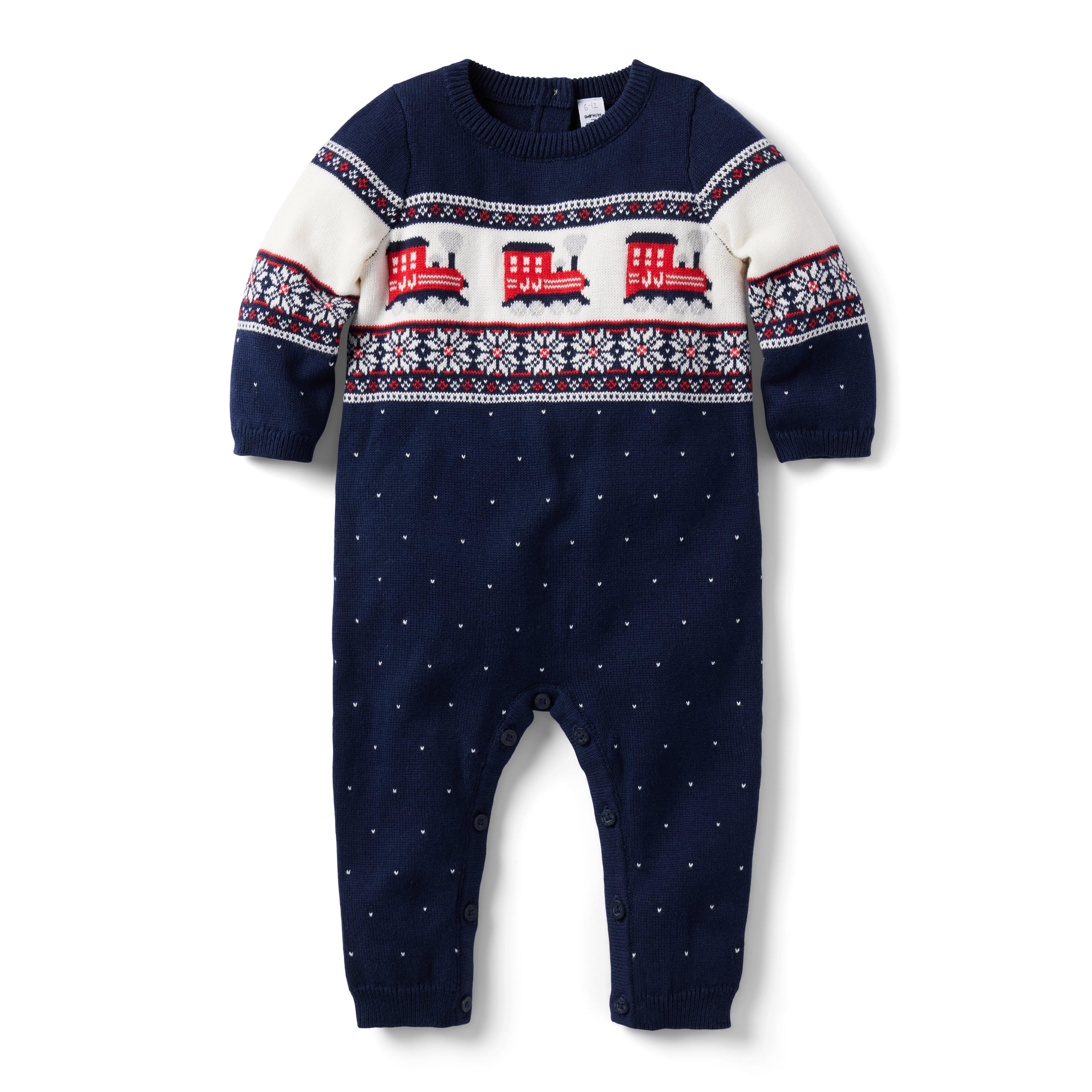 Baby Train Fair Isle One-Piece image number 0