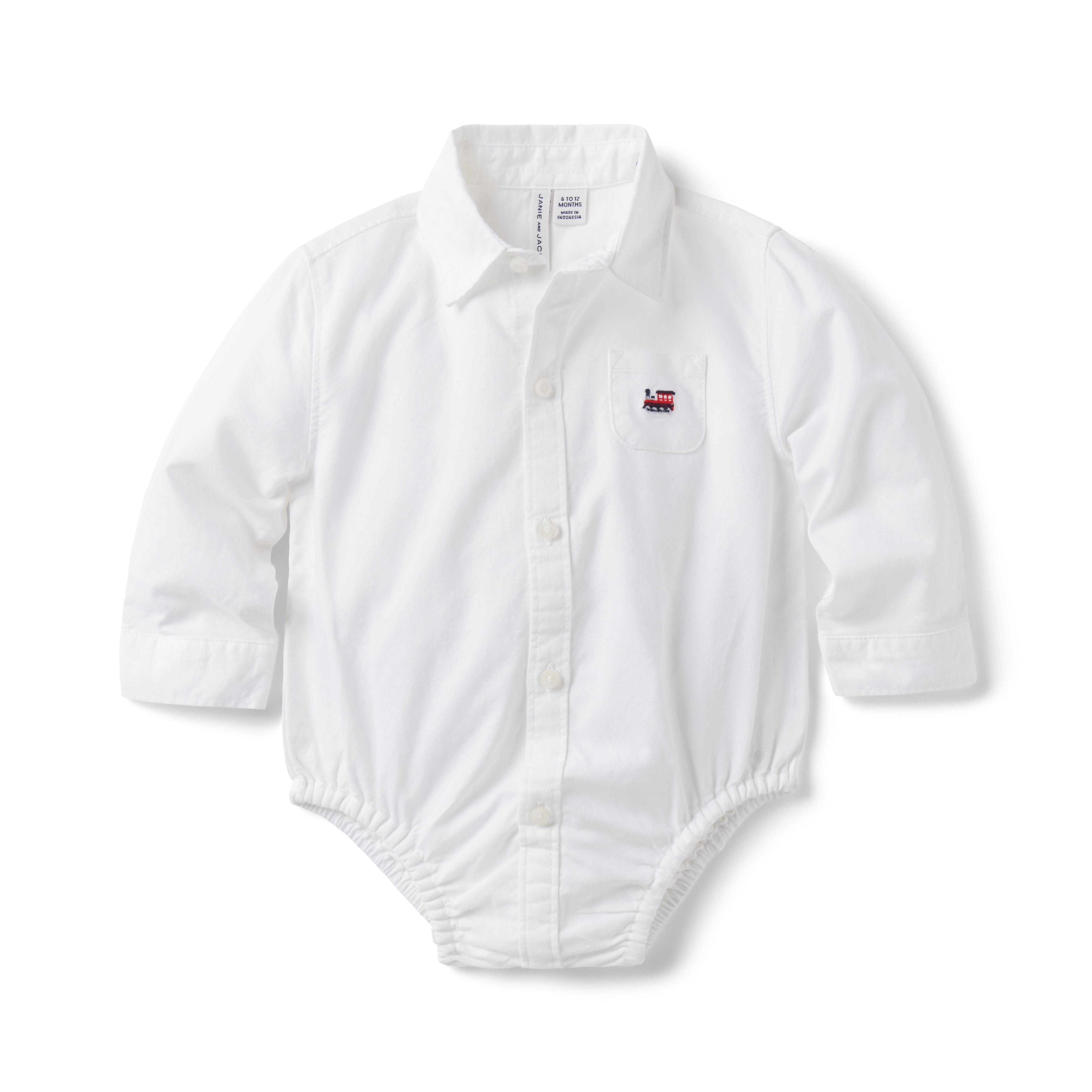 Baby Train Oxford Bodysuit