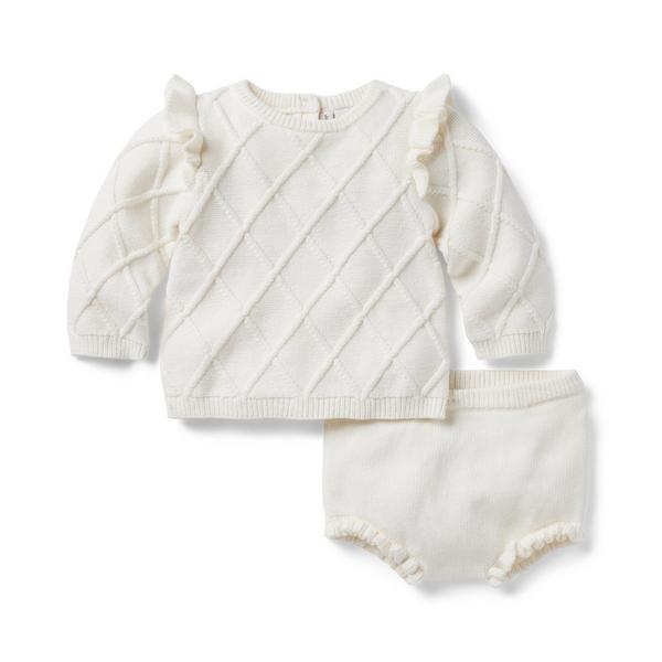 Janie and Jack Baby Diamond Cable Knit Matching Set
