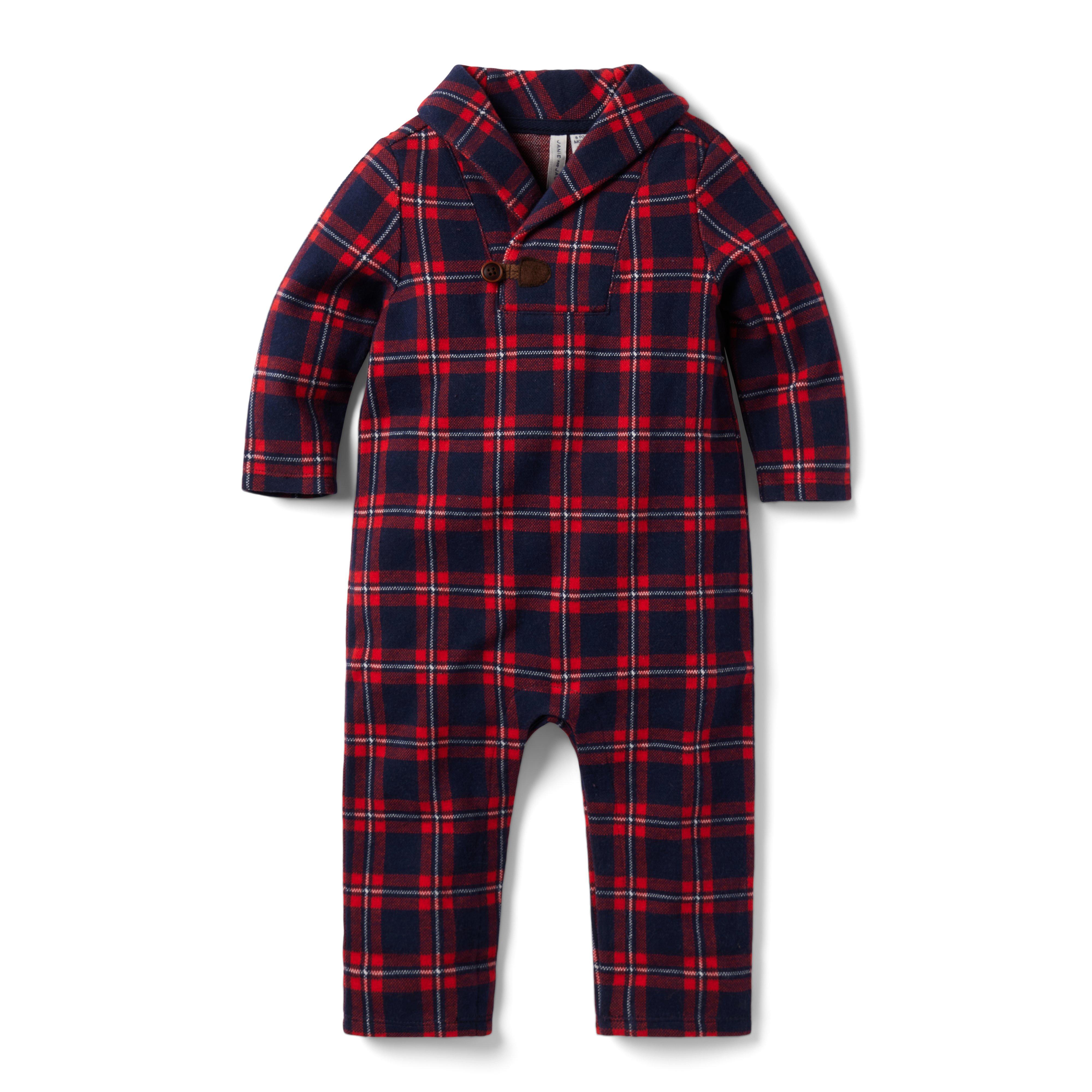 Baby Plaid Shawl Collar One-Piece image number 0
