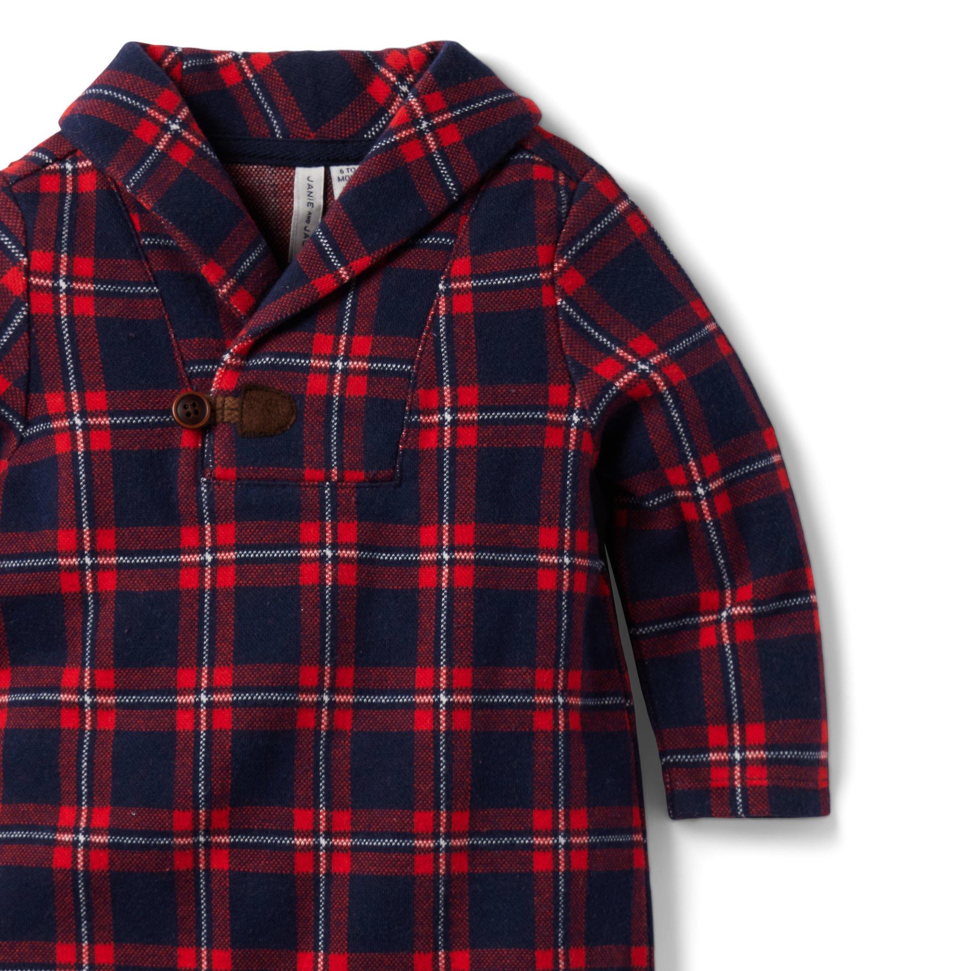 Baby Plaid Shawl Collar One-Piece image number 3