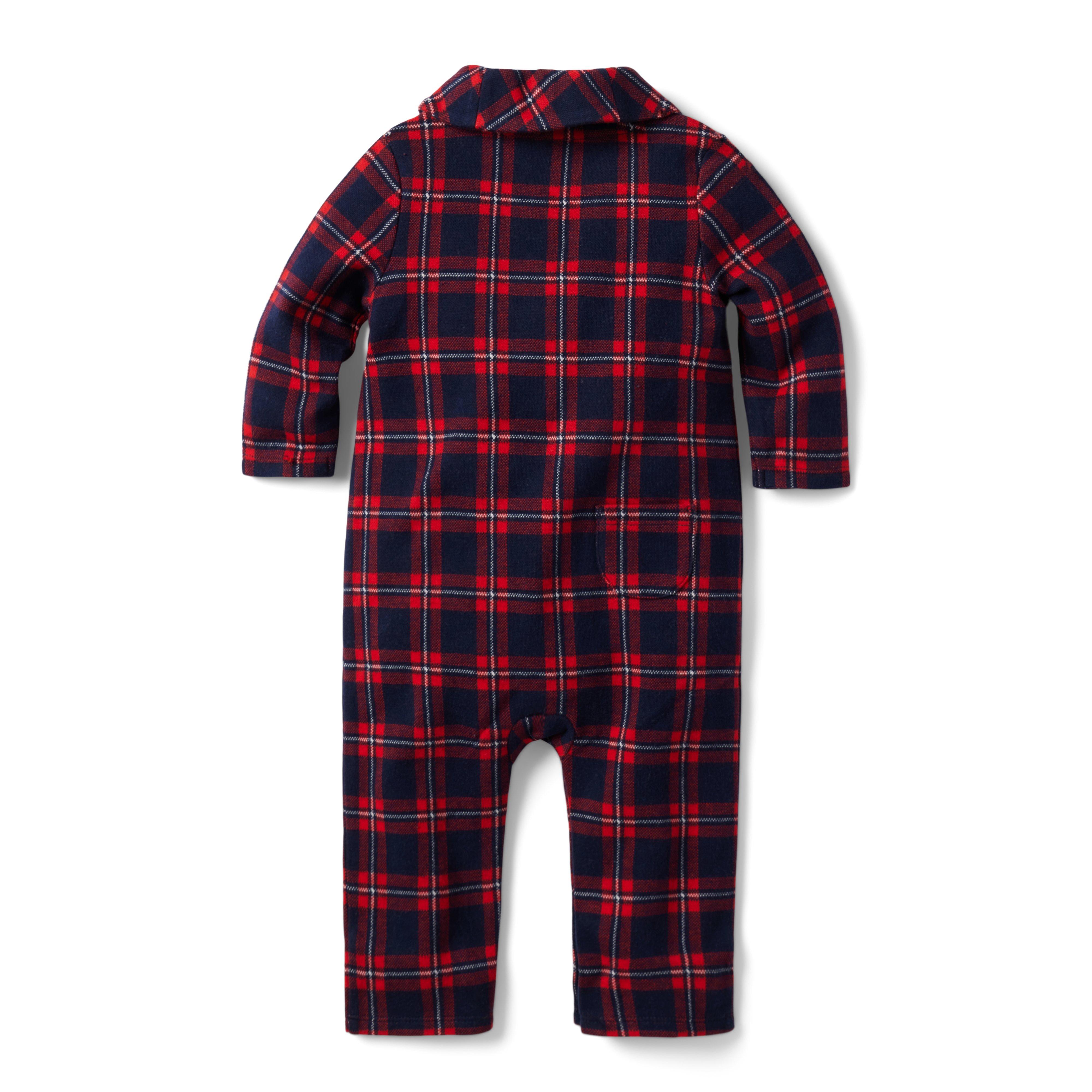 Baby Plaid Shawl Collar One-Piece image number 1