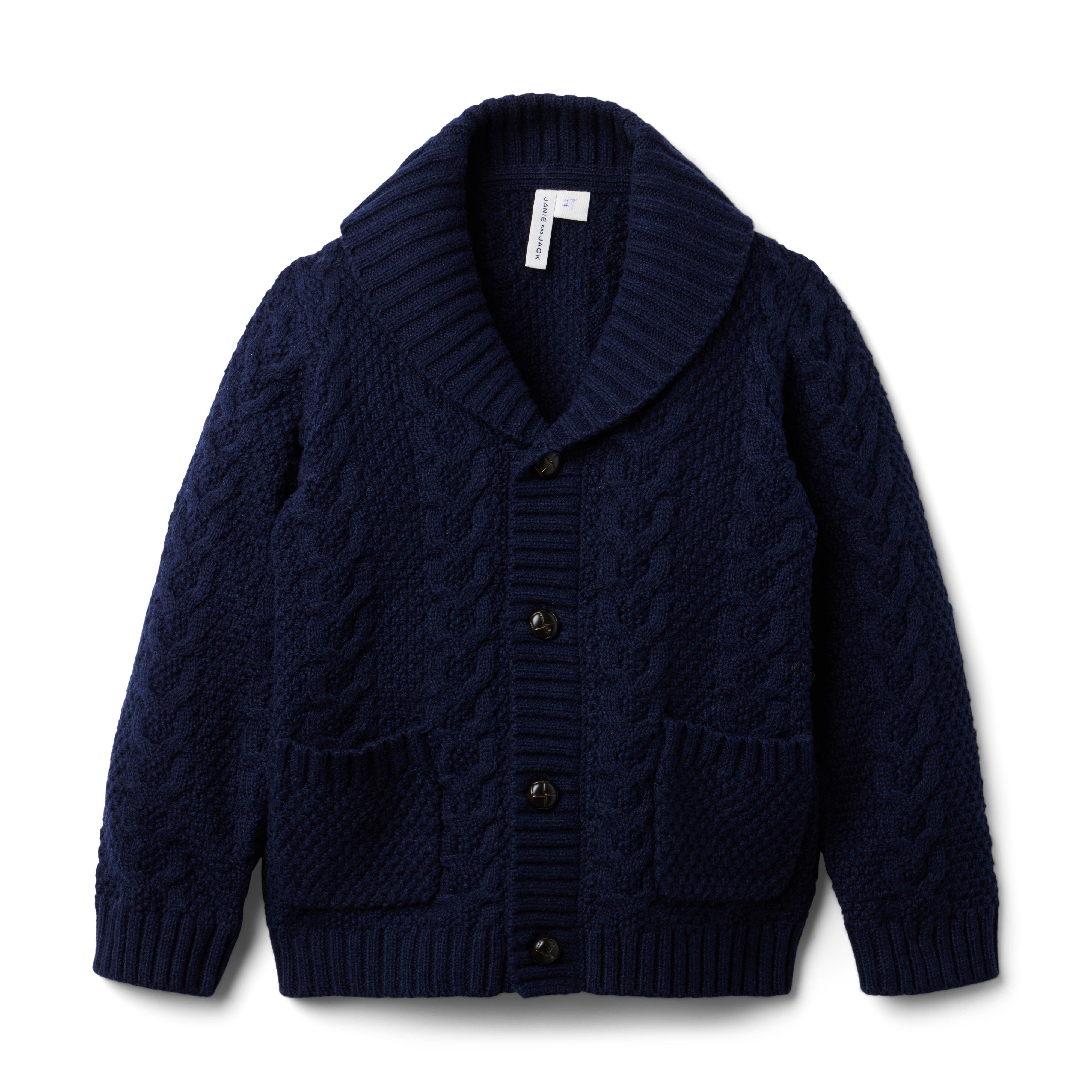 Boy Connor Navy The Cable Shawl Collar Cardigan by Janie and Jack