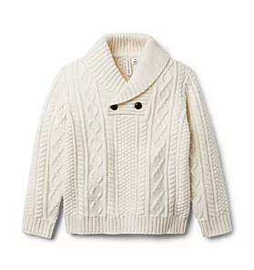 Cable Knit Shawl Collar Sweater