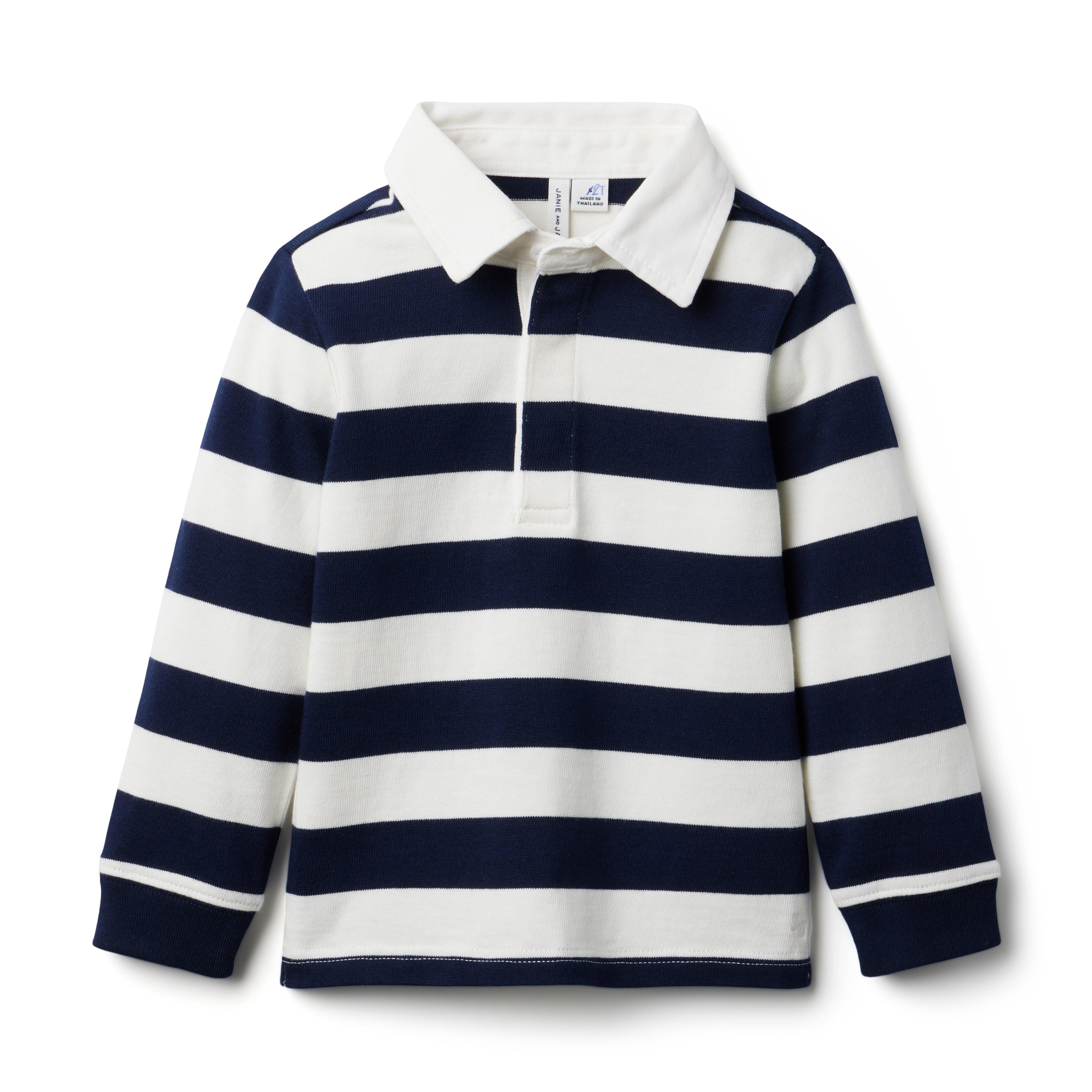 Boy Connor Navy Stripe Striped Rugby Shirt by Janie and Jack