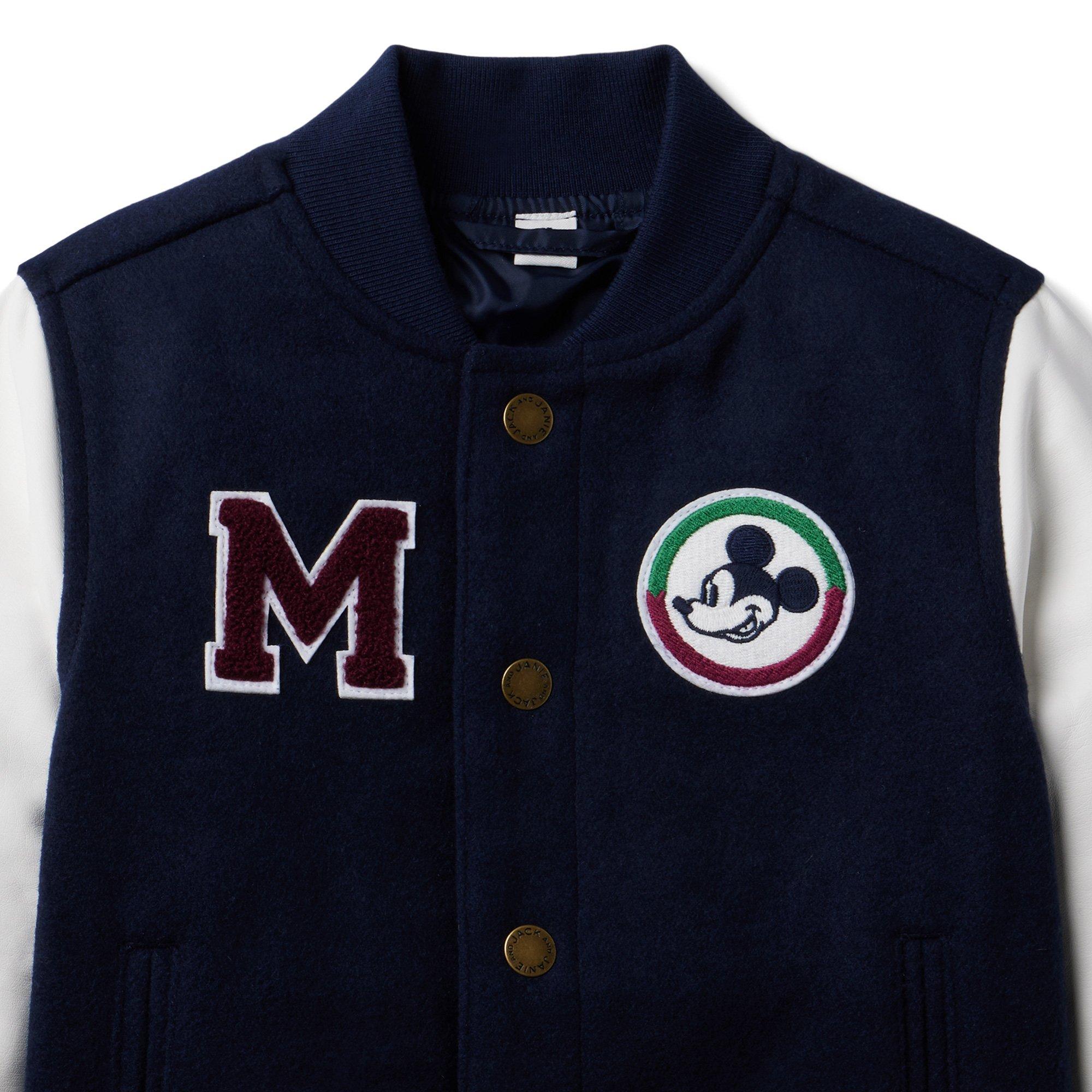 Boy Connor Navy Disney Mickey Mouse Wool Bomber Jacket by Janie