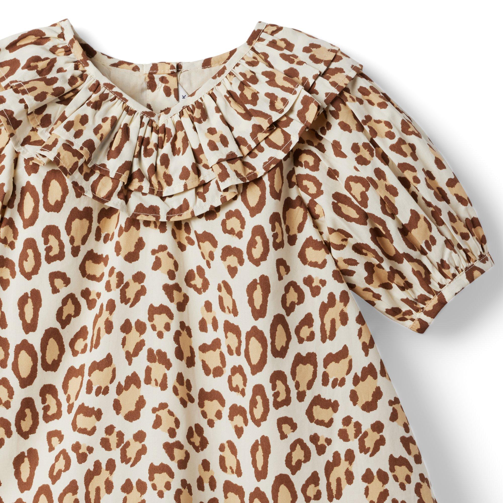 Leopard Puff Sleeve Ruffle Dress image number 3