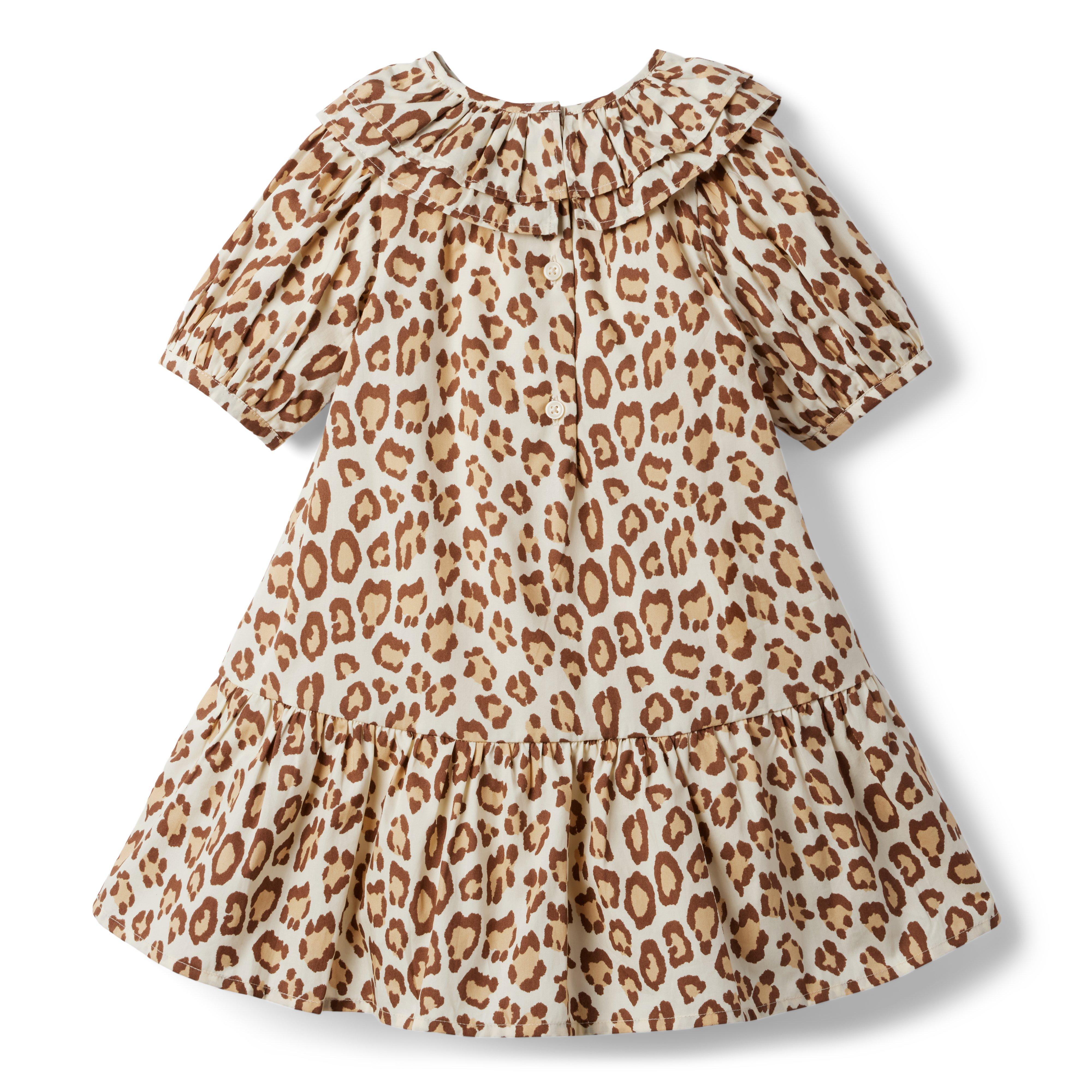 Leopard Puff Sleeve Ruffle Dress image number 2