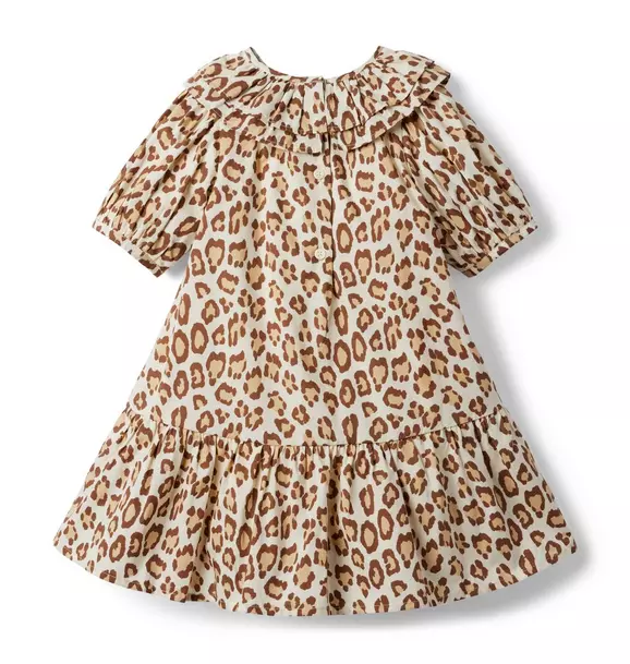 Leopard Puff Sleeve Ruffle Dress image number 2