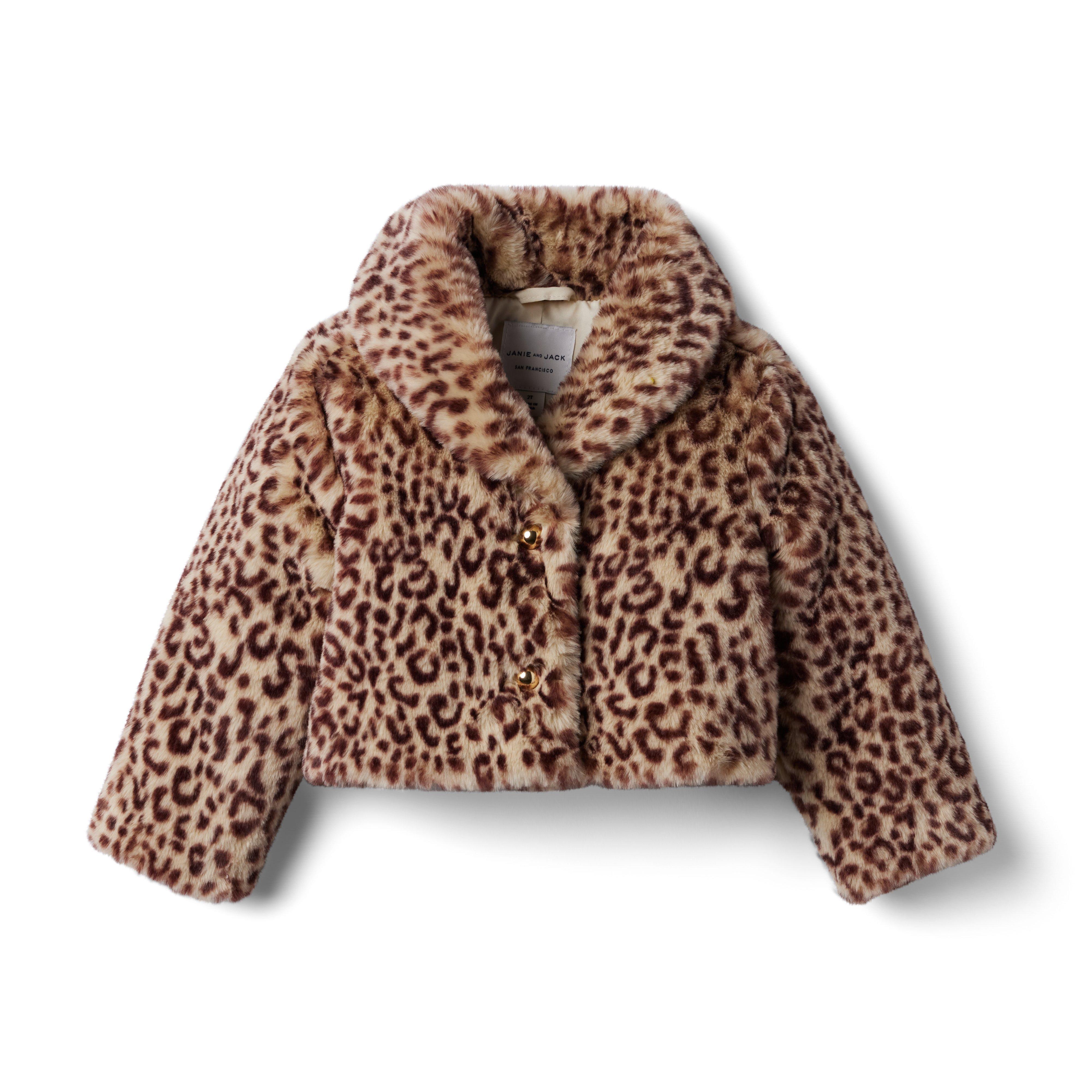 Girl Seedpearl Leopard Leopard Faux Fur Cropped Jacket by Janie and Jack