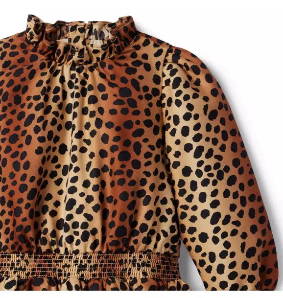Leopard Smocked Ruffle Dress image number 2