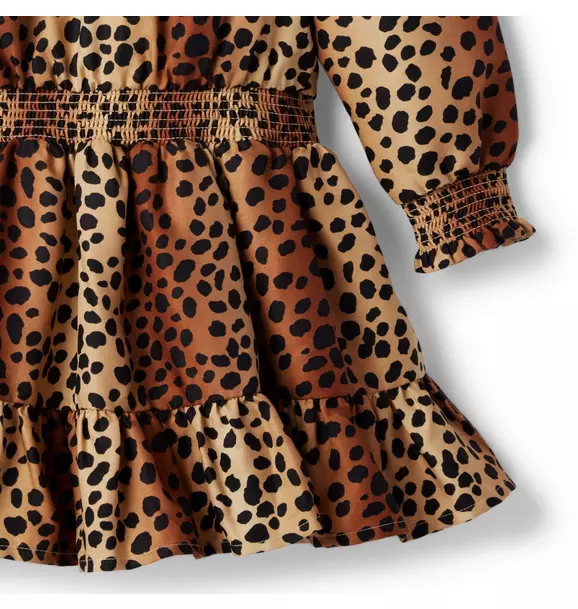 Leopard Smocked Ruffle Dress image number 3