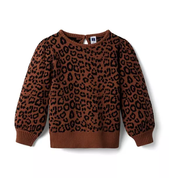 Leopard Bishop Sleeve  Sweater