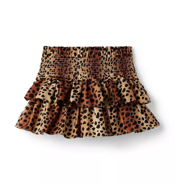 Leopard Smocked Tiered Skirt