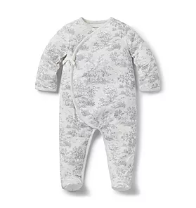 Baby Toile Wrap Footed One-Piece