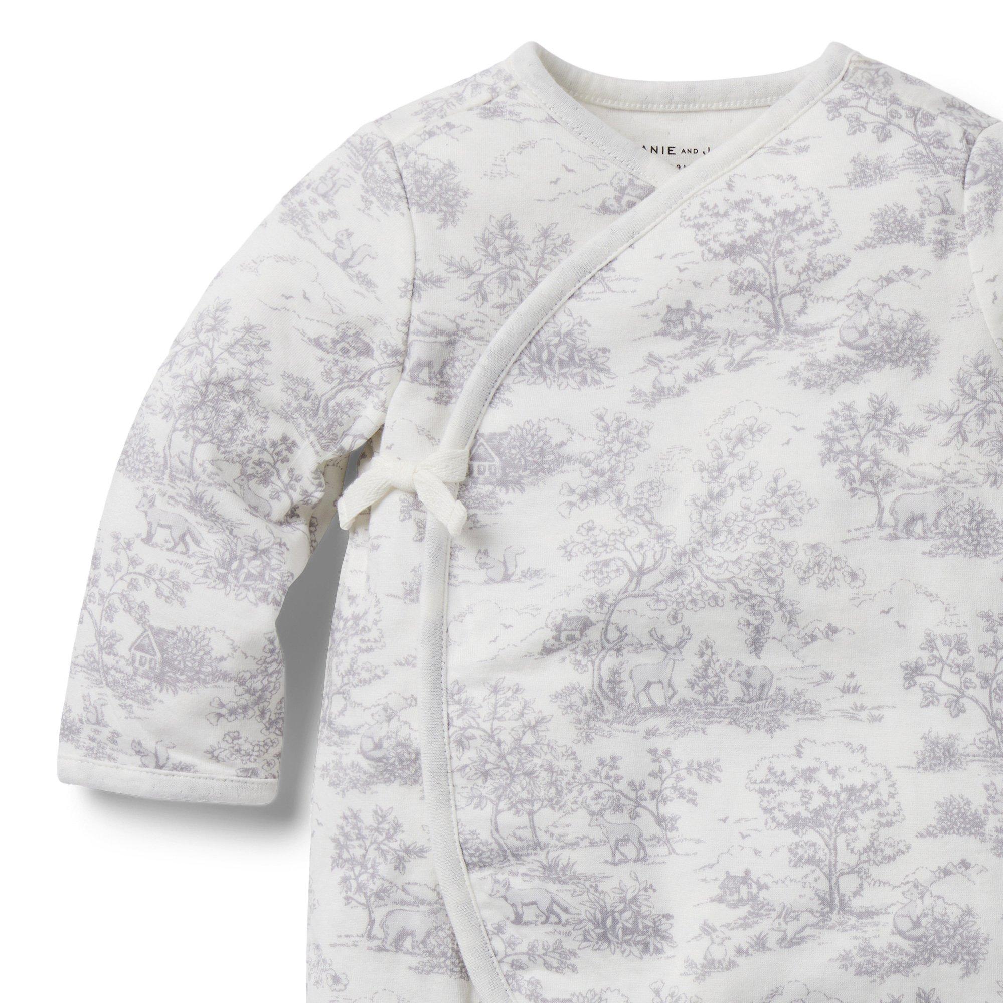 Newborn Jet Ivory Woodland Toile Baby Toile Wrap Footed One-Piece by Janie  and Jack