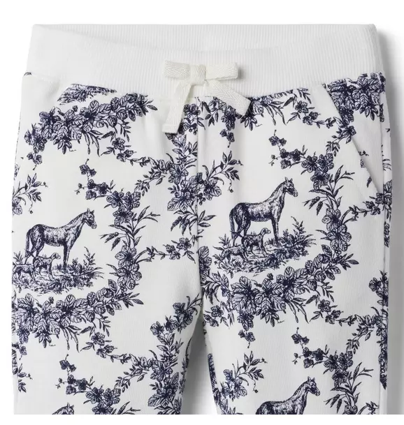 Horse Toile French Terry Jogger image number 1