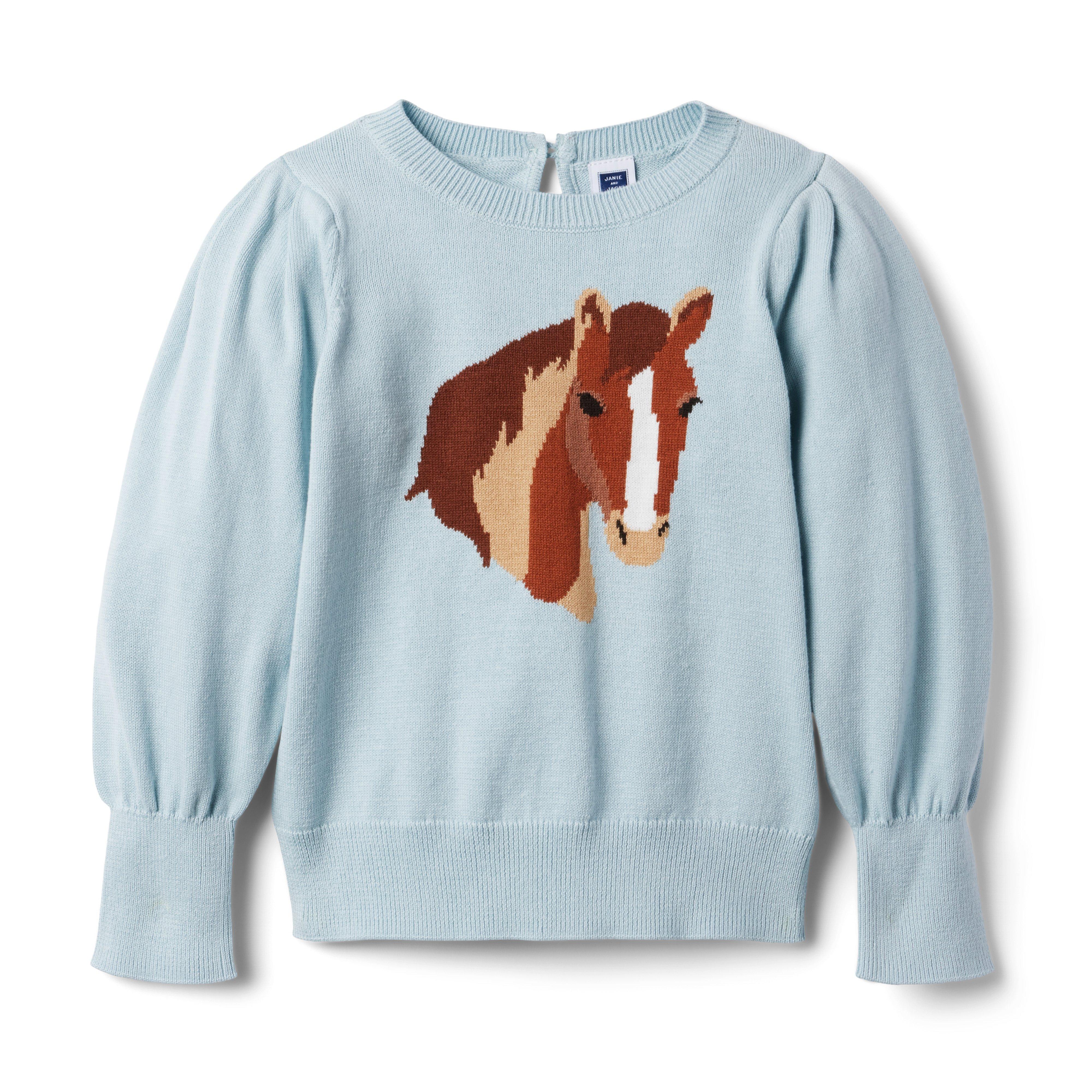Puff Sleeve Horse Sweater