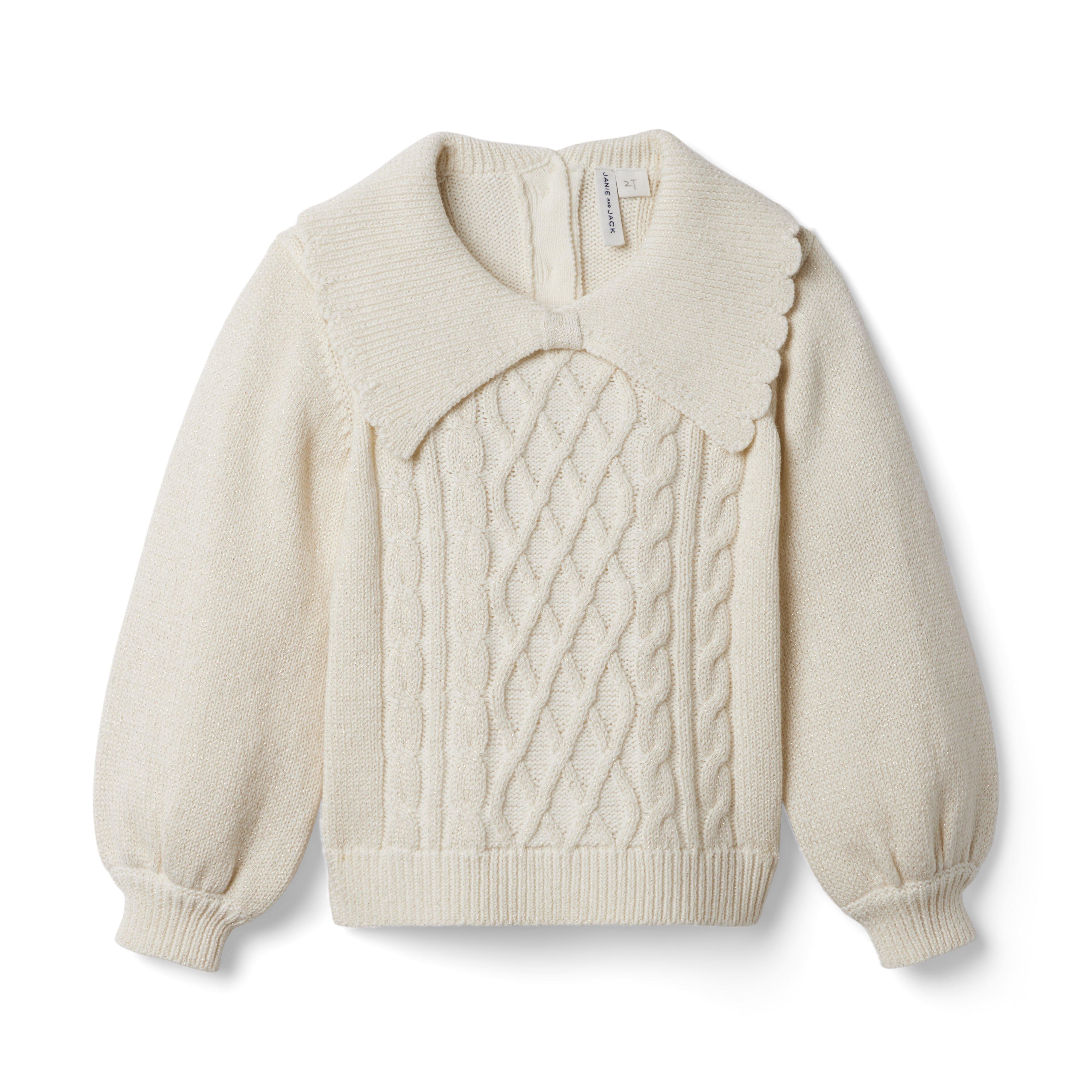 Cable Knit Scallop Collar Sweater